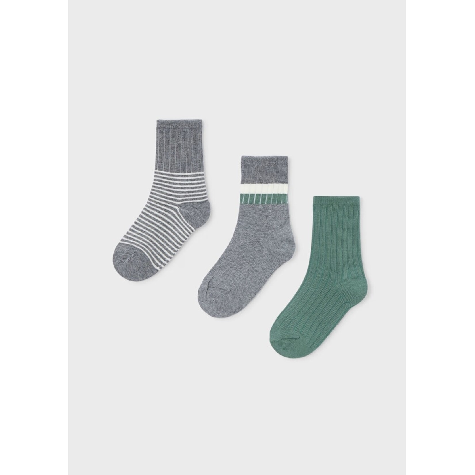 Mayoral MAYORAL - Lot de 3 paires de chaussettes 'Verte côtelé/Rayé Gris et blanc/Gris, blanc et vert'