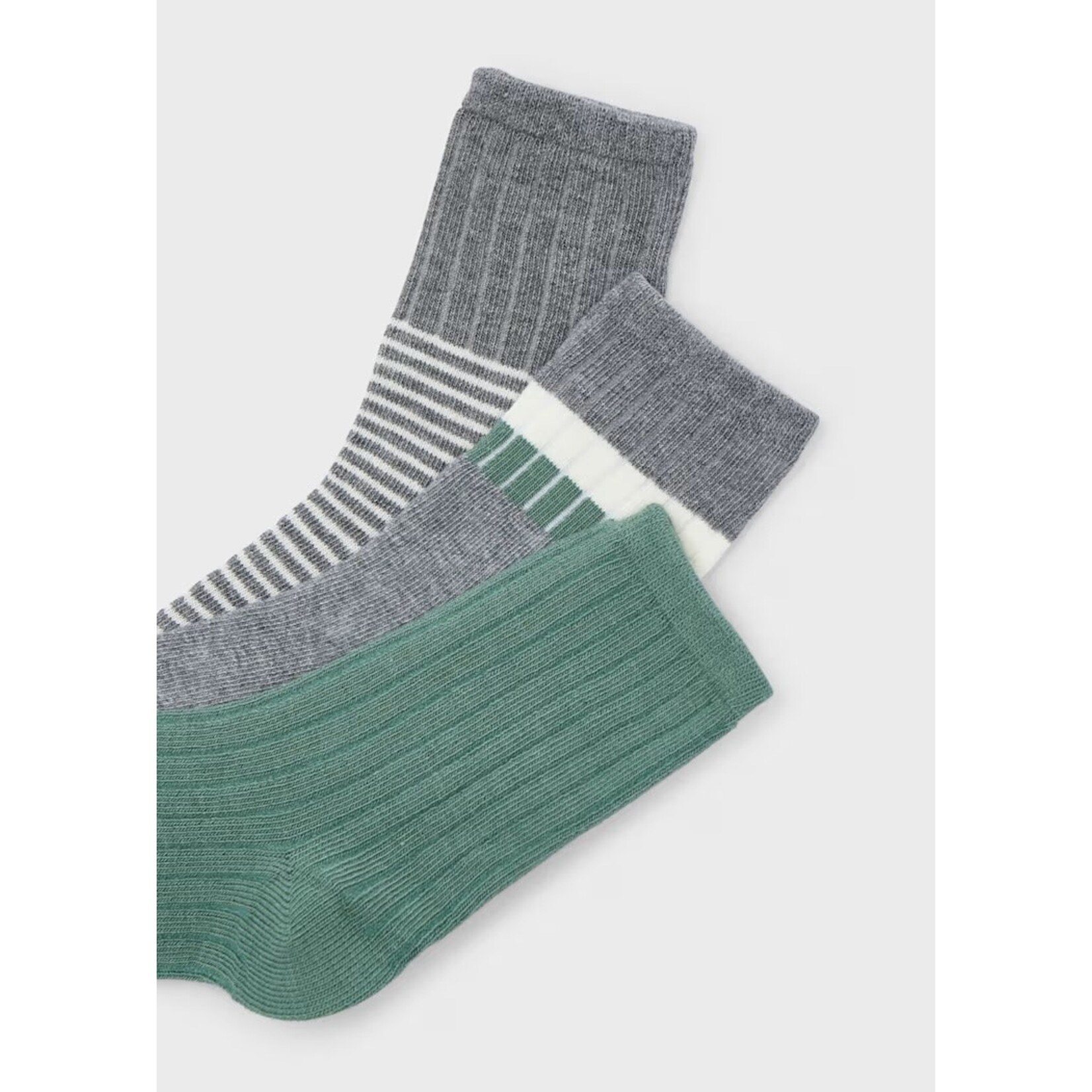 Mayoral MAYORAL - Pack of 3 pairs of socks 'Green ribbed/Grey and white striped/Grey, white and green'