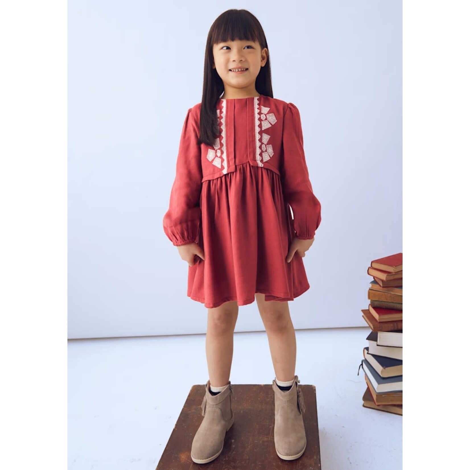 Mayoral MAYORAL - Dress with embroidered details 'Terracotta'
