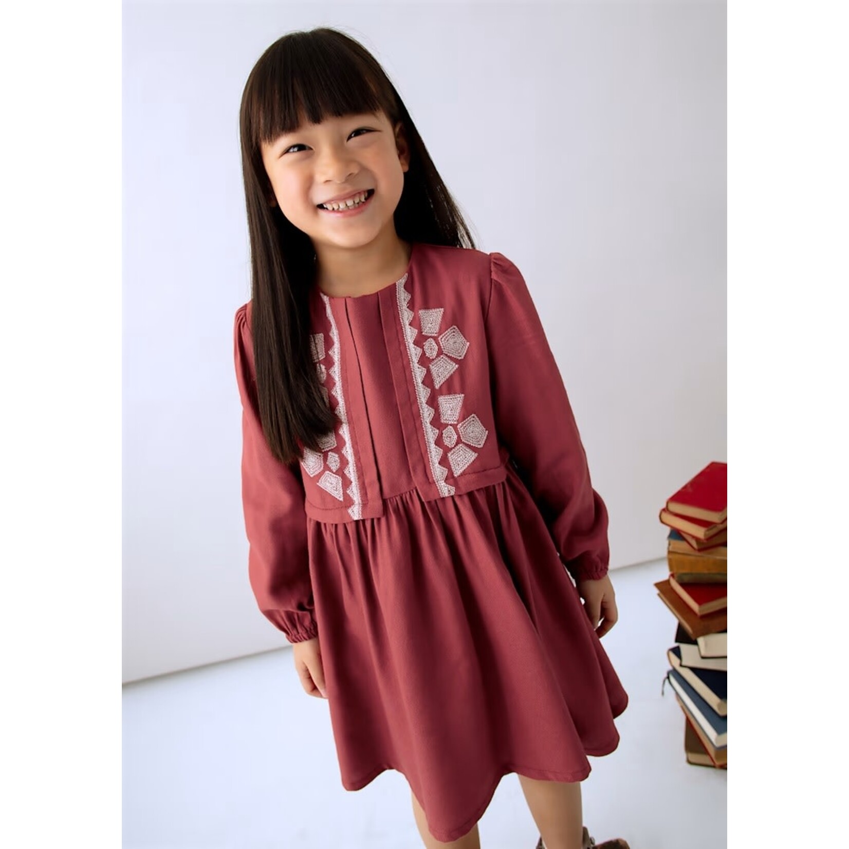 Mayoral MAYORAL - Dress with embroidered details 'Terracotta'