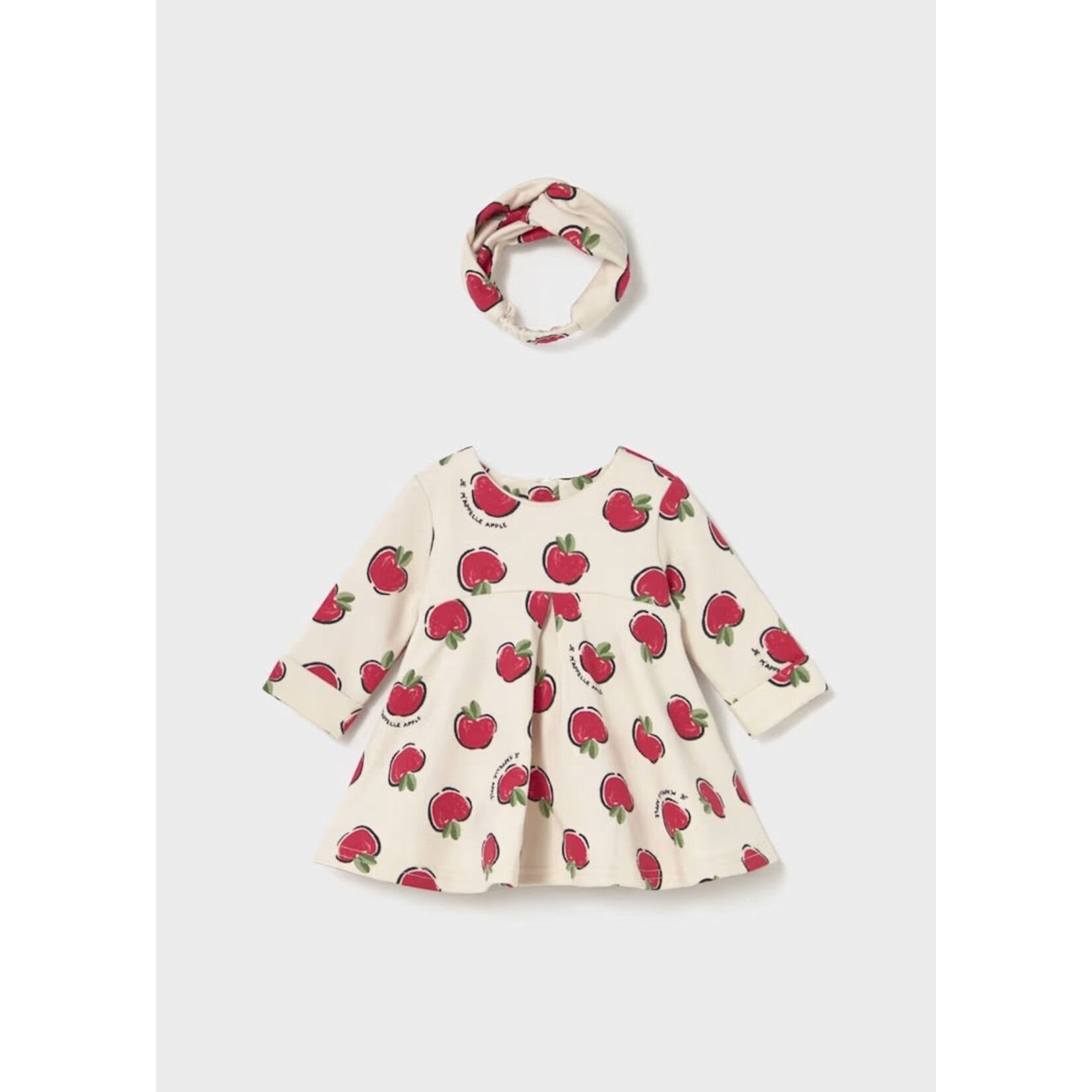Mayoral MAYORAL - Robe imprimée de pommes 'Je m'appelle apple' avec serre-tête