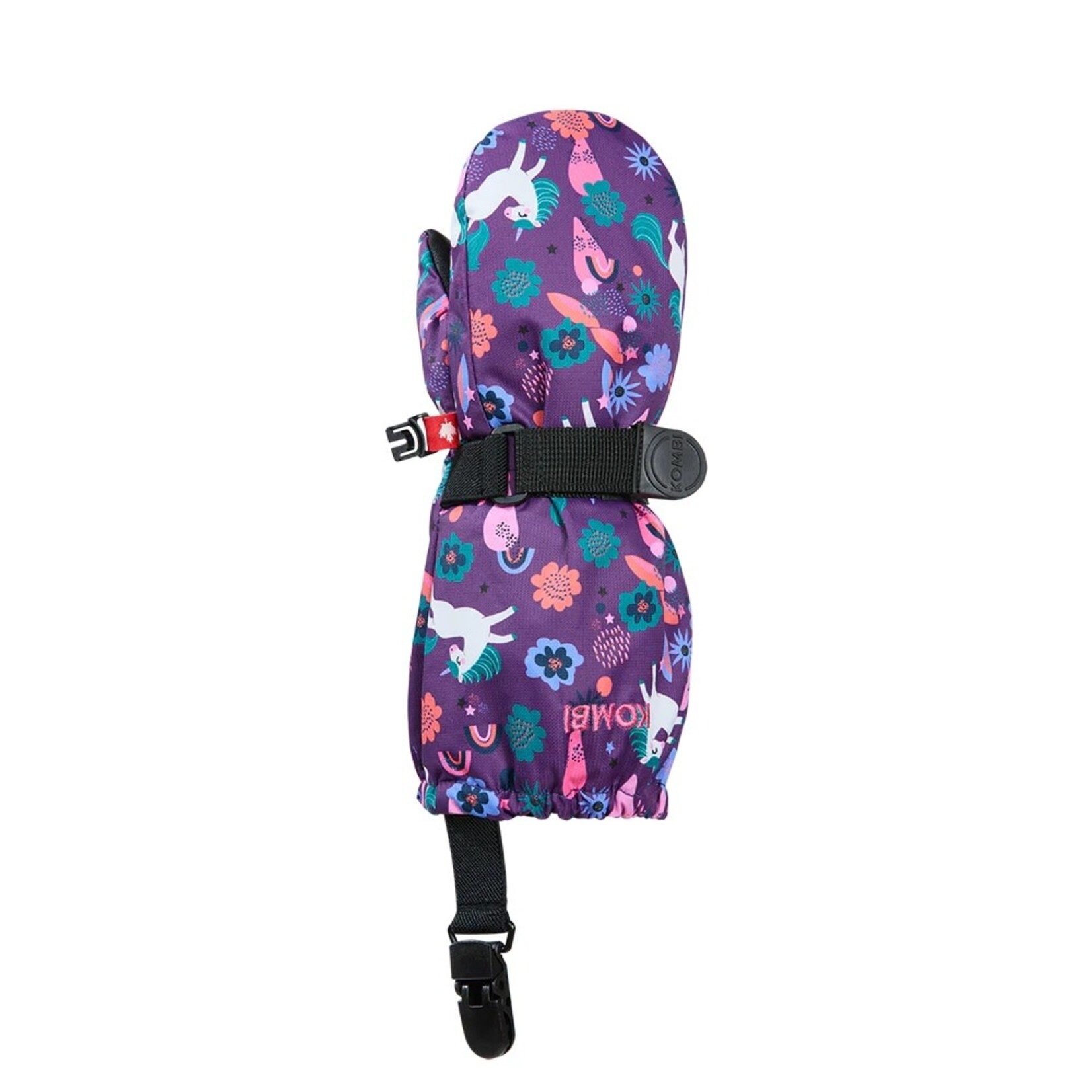 Kombi KOMBI - Children's mittens with clips 'Crazy Cariboo - 'Rainbow Unicorn'