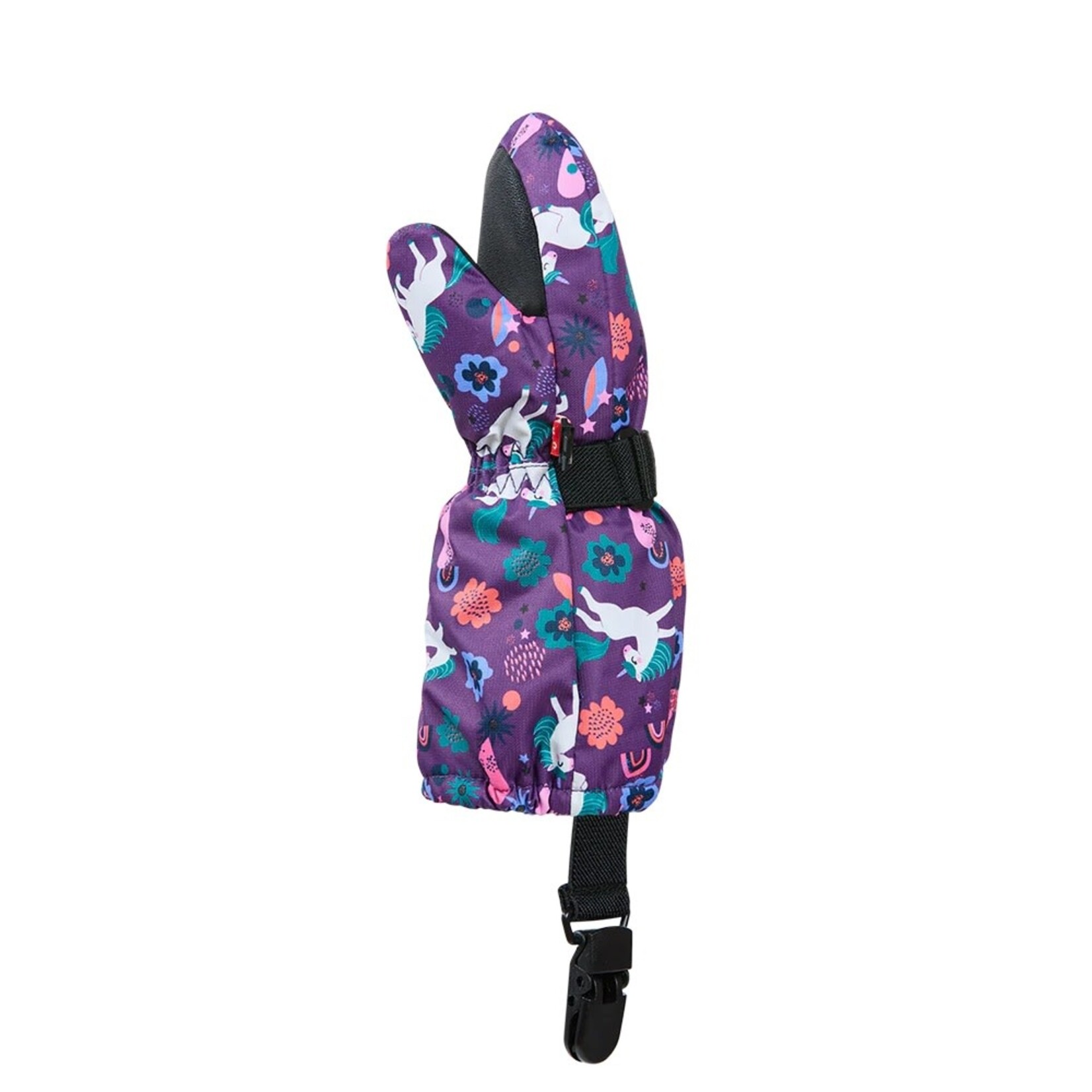 Kombi KOMBI - Children's mittens with clips 'Crazy Cariboo - 'Rainbow Unicorn'