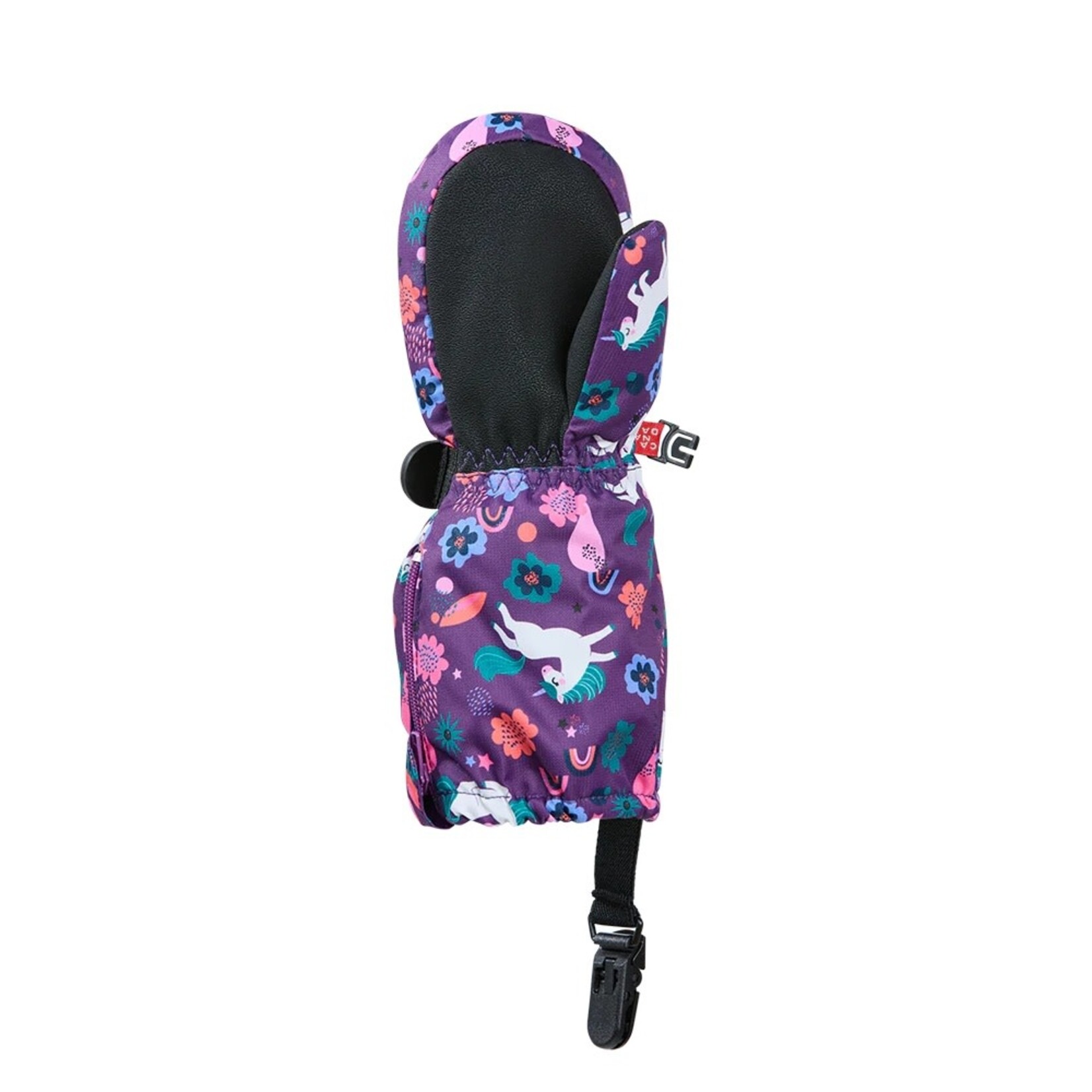Kombi KOMBI - Children's mittens with clips 'Crazy Cariboo - 'Rainbow Unicorn'