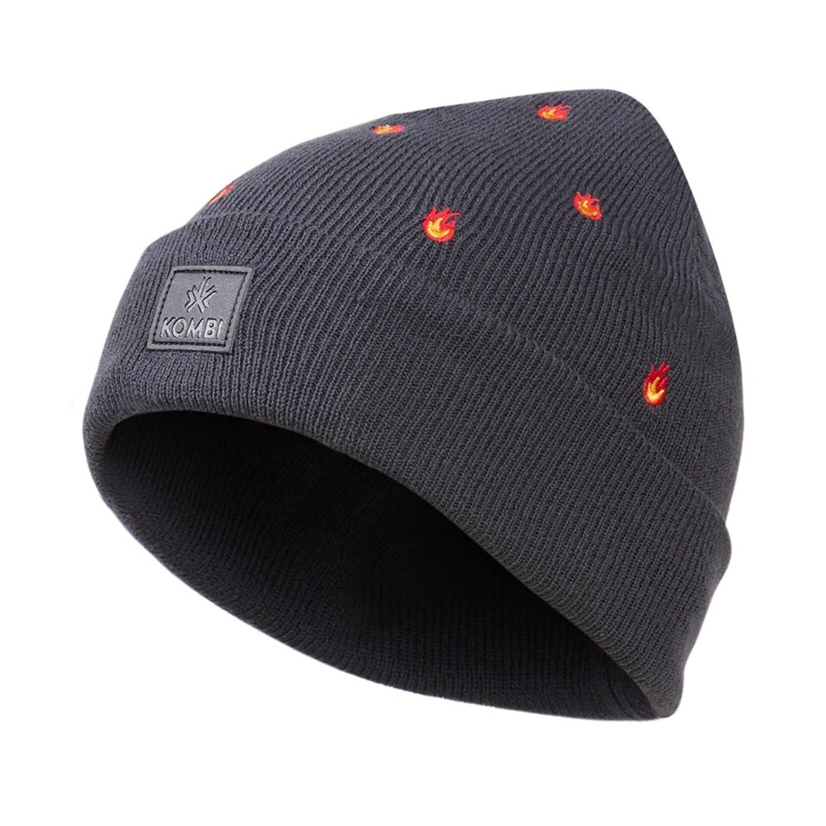 Kombi KOMBI - Dark grey knitted Hover beanie with embroidery 'Fire'
