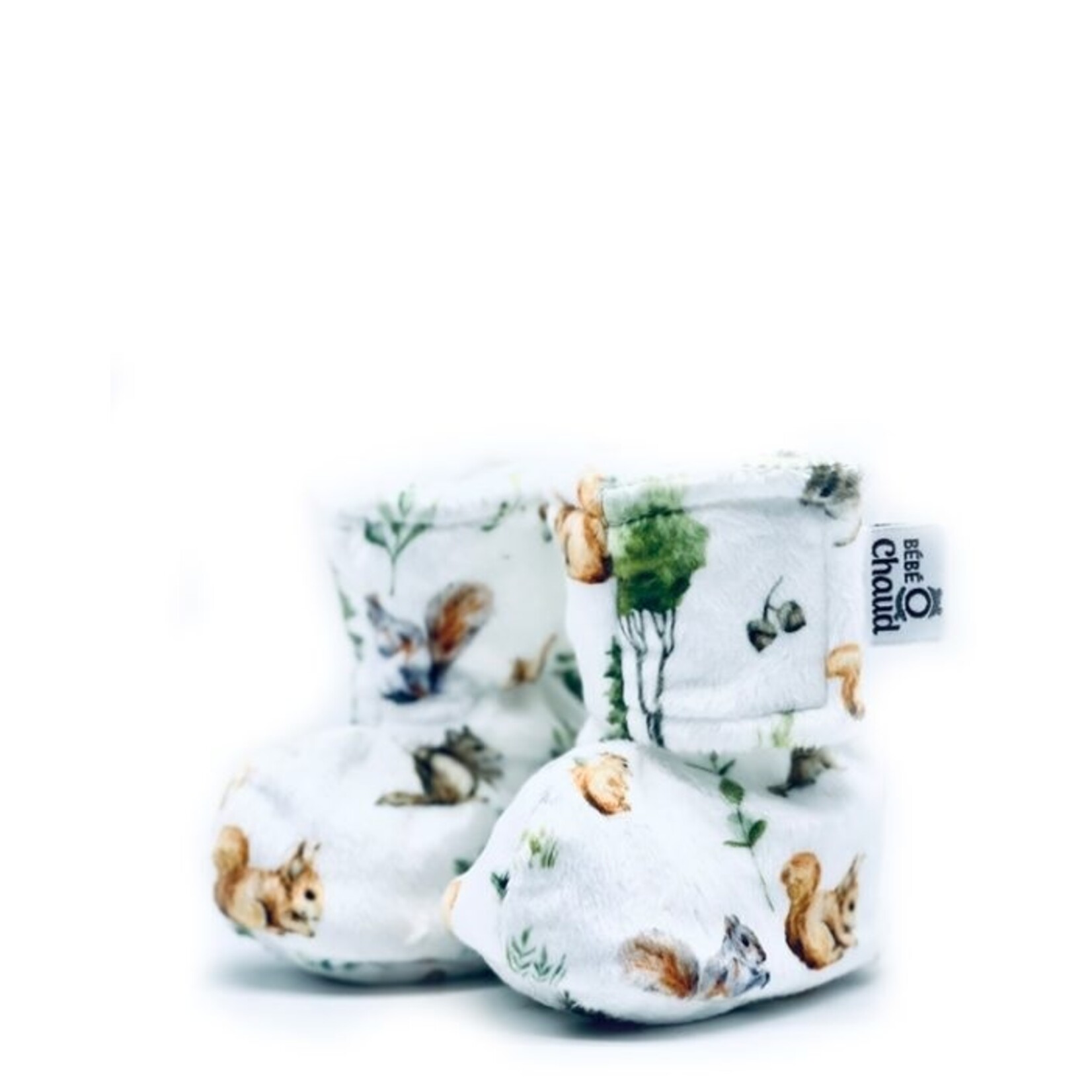 Bébé Ô Chaud BÉBÉ-O-CHAUD - Printed Velcro Slippers - Squirrel