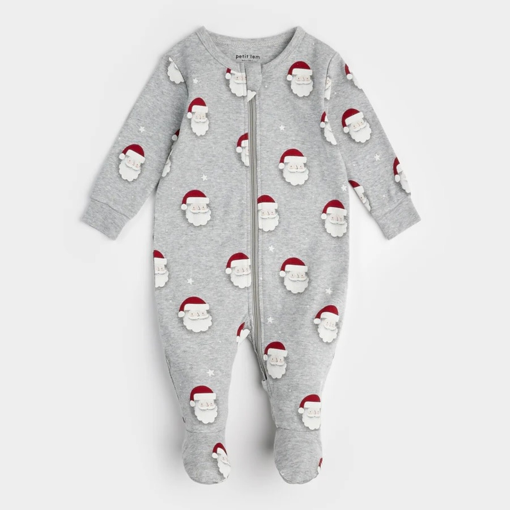 Petit Lem PETIT LEM - Pyjama de bébé gris chiné imprimé Père Noël