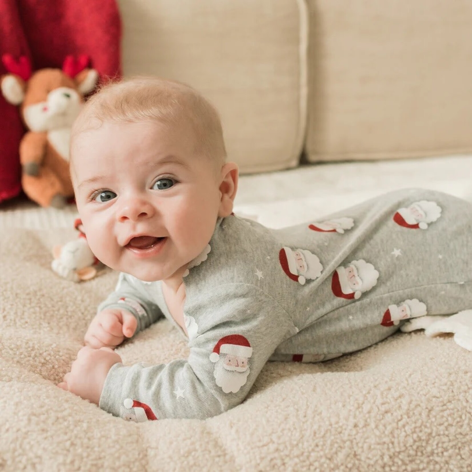Petit Lem PETIT LEM - Pyjama de bébé gris chiné imprimé Père Noël