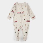 Petit Lem PETIT LEM - Cream baby pajamas with Santa's workshop print