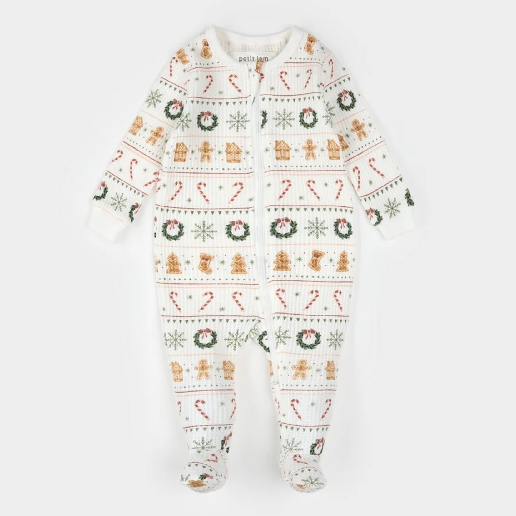 Petit Lem PETIT LEM - Thermal baby pajamas with candy print and jacquard