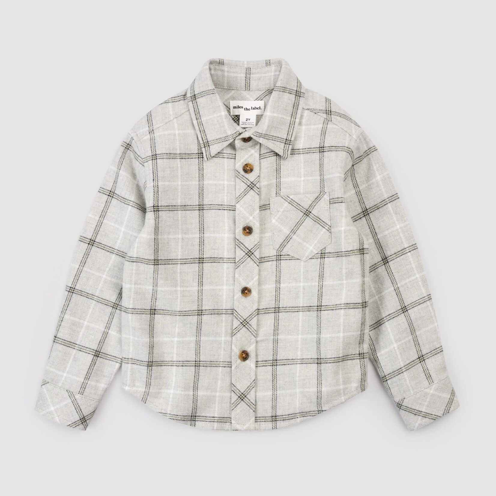Miles the label MILES THE LABEL - Pale Grey Plaid Flannel Shirt