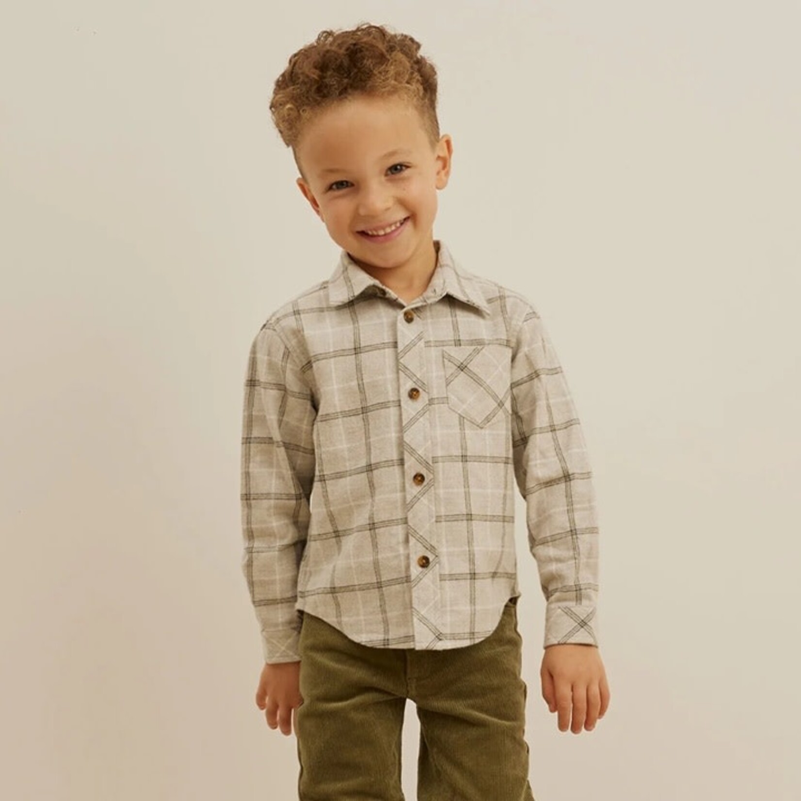 Miles the label MILES THE LABEL - Pale Grey Plaid Flannel Shirt