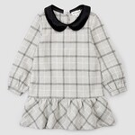 Miles the label MILES THE LABEL - Robe en flanelle à carreaux gris avec un col en velours noir