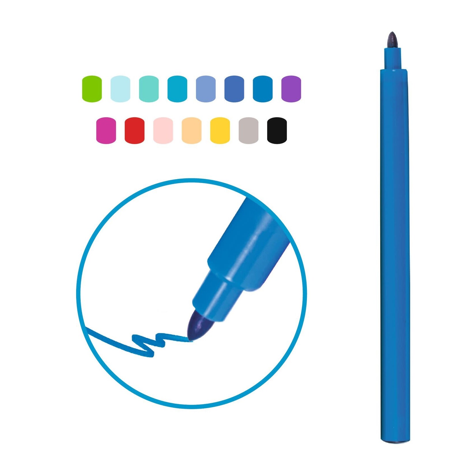 Djeco DJECO - 15 fine tip felt-tip pens - Pacific