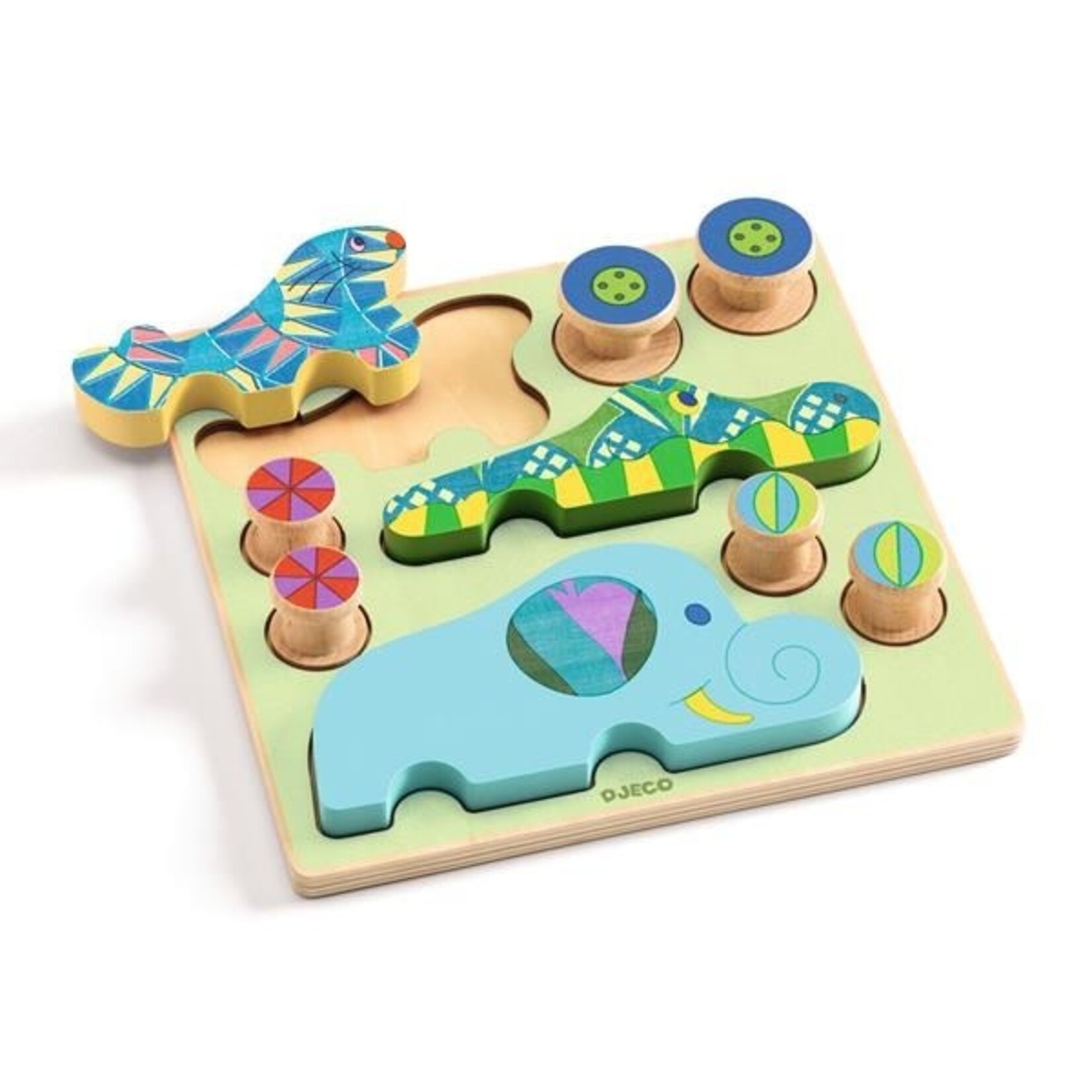 Djeco DJECO - Puzzle and Push Along Toy 'Puzz&Roll - Bariolo'