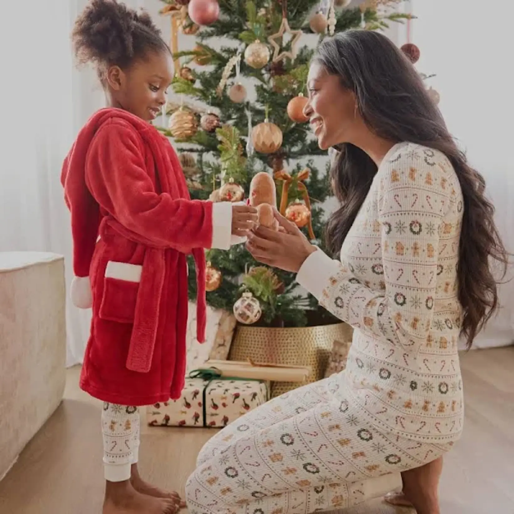 Petit Lem PETIT LEM - Peignoir/Robe de chambre à capuchon en peluche festive rouge écarlate