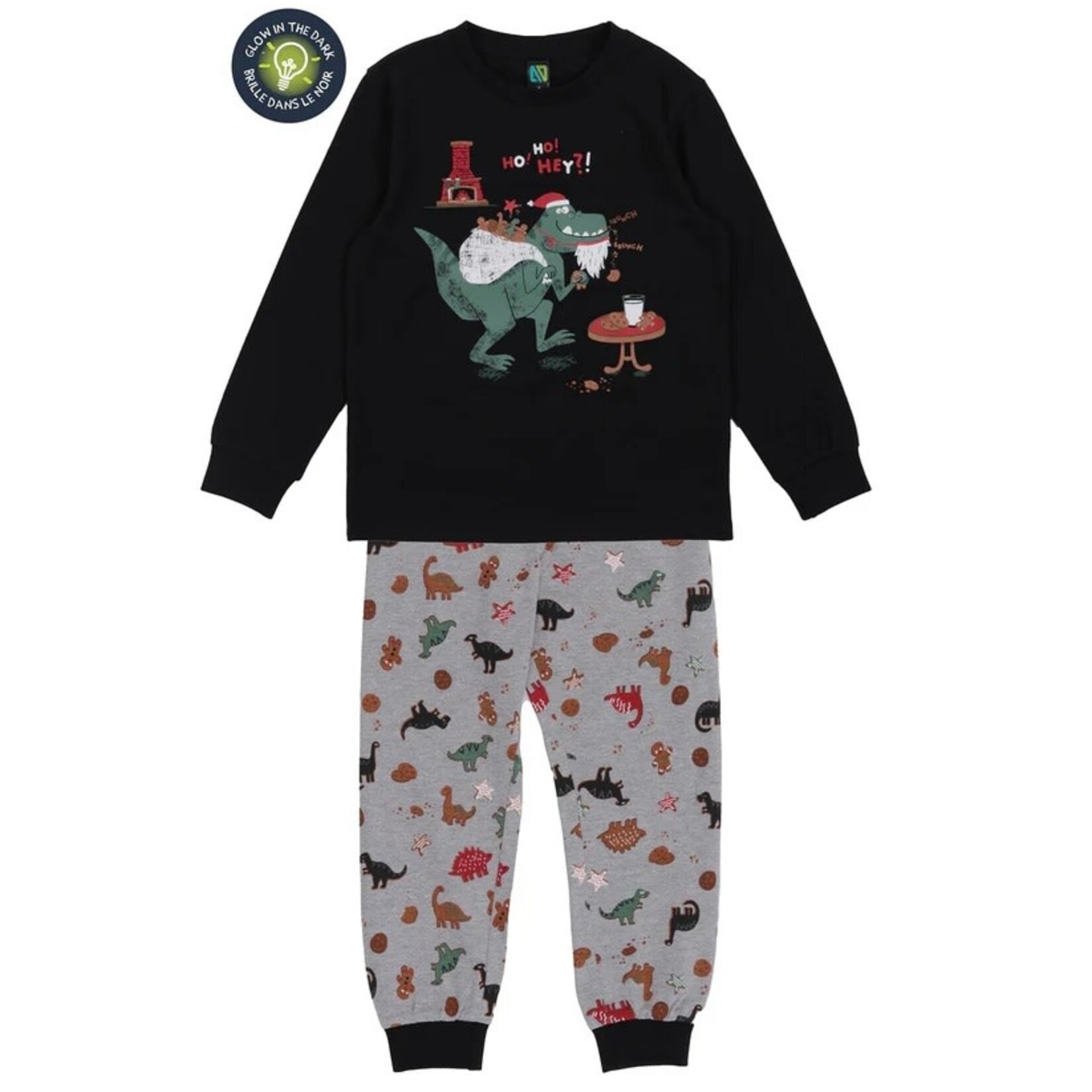 Nanö NANÖ - Black Pyjamas with Festive Dinosaur Print