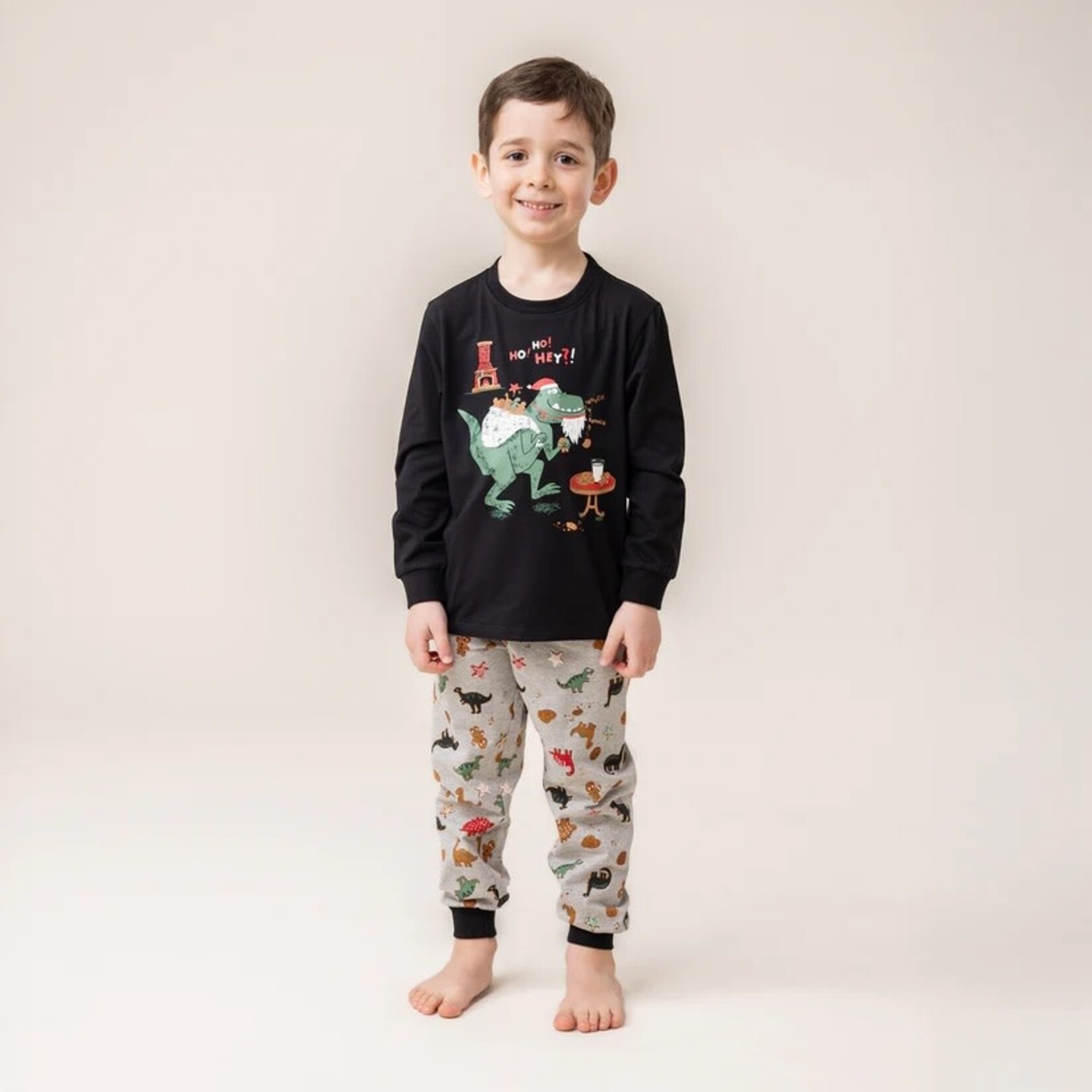 Nanö NANÖ - Black Pyjamas with Festive Dinosaur Print