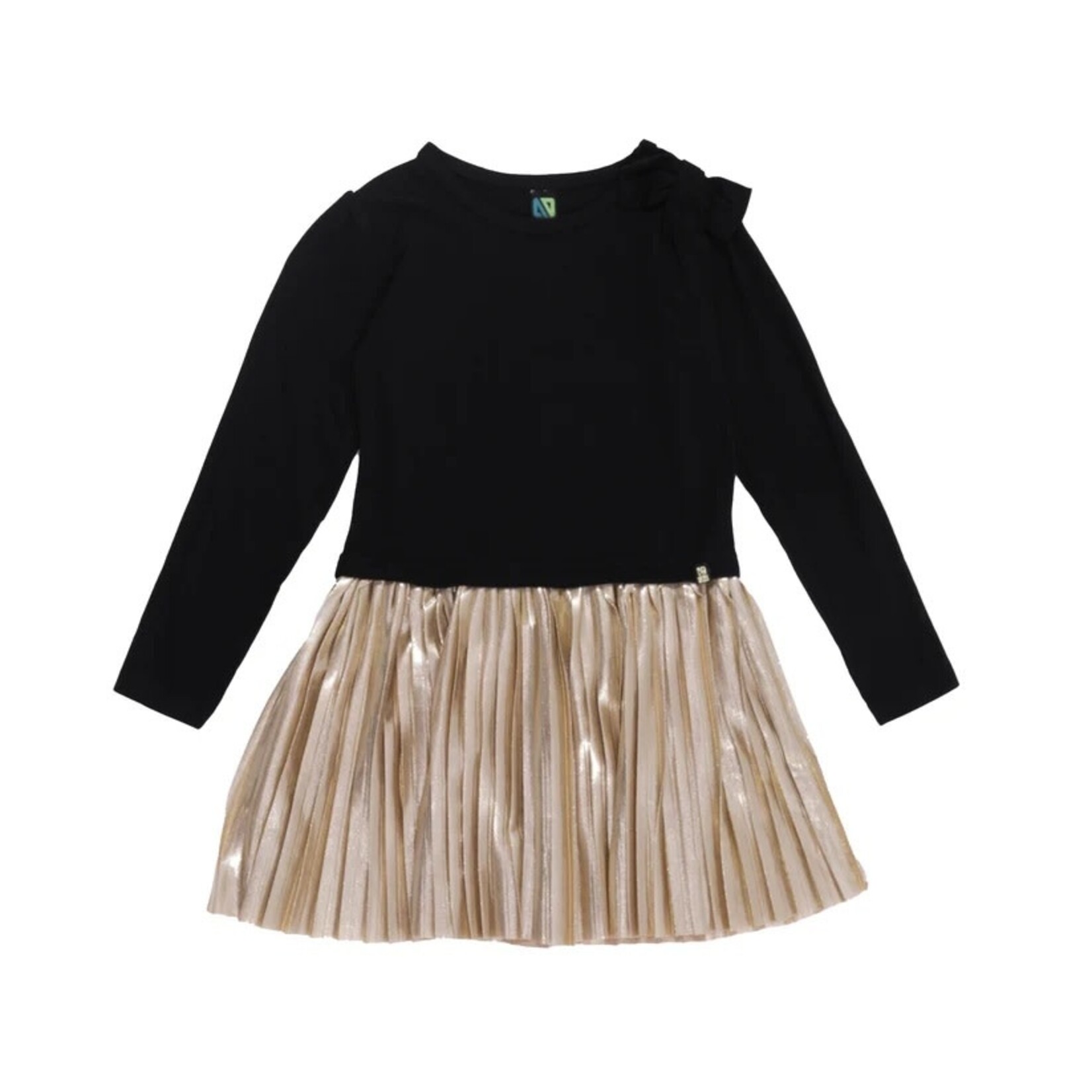Nanö  NANÖ - Black jersey dress with gold pleated skirt   'Boucle d'or'