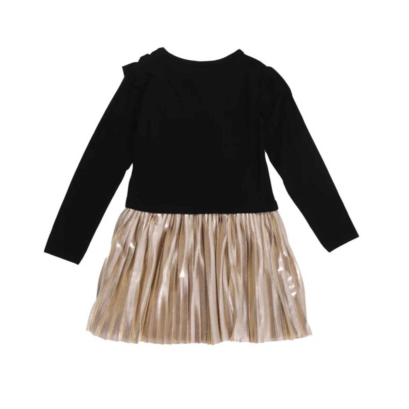 Nanö  NANÖ - Black jersey dress with gold pleated skirt   'Boucle d'or'