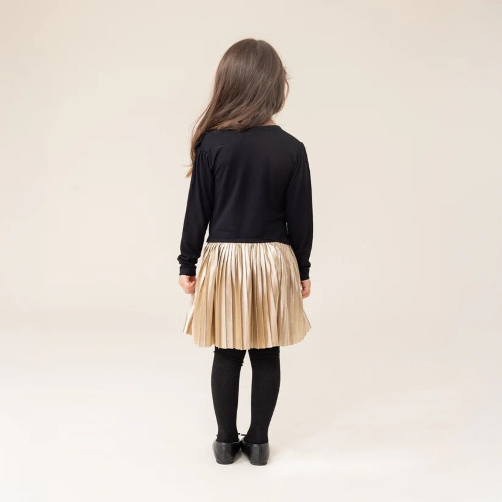 Nanö  NANÖ - Black jersey dress with gold pleated skirt   'Boucle d'or'