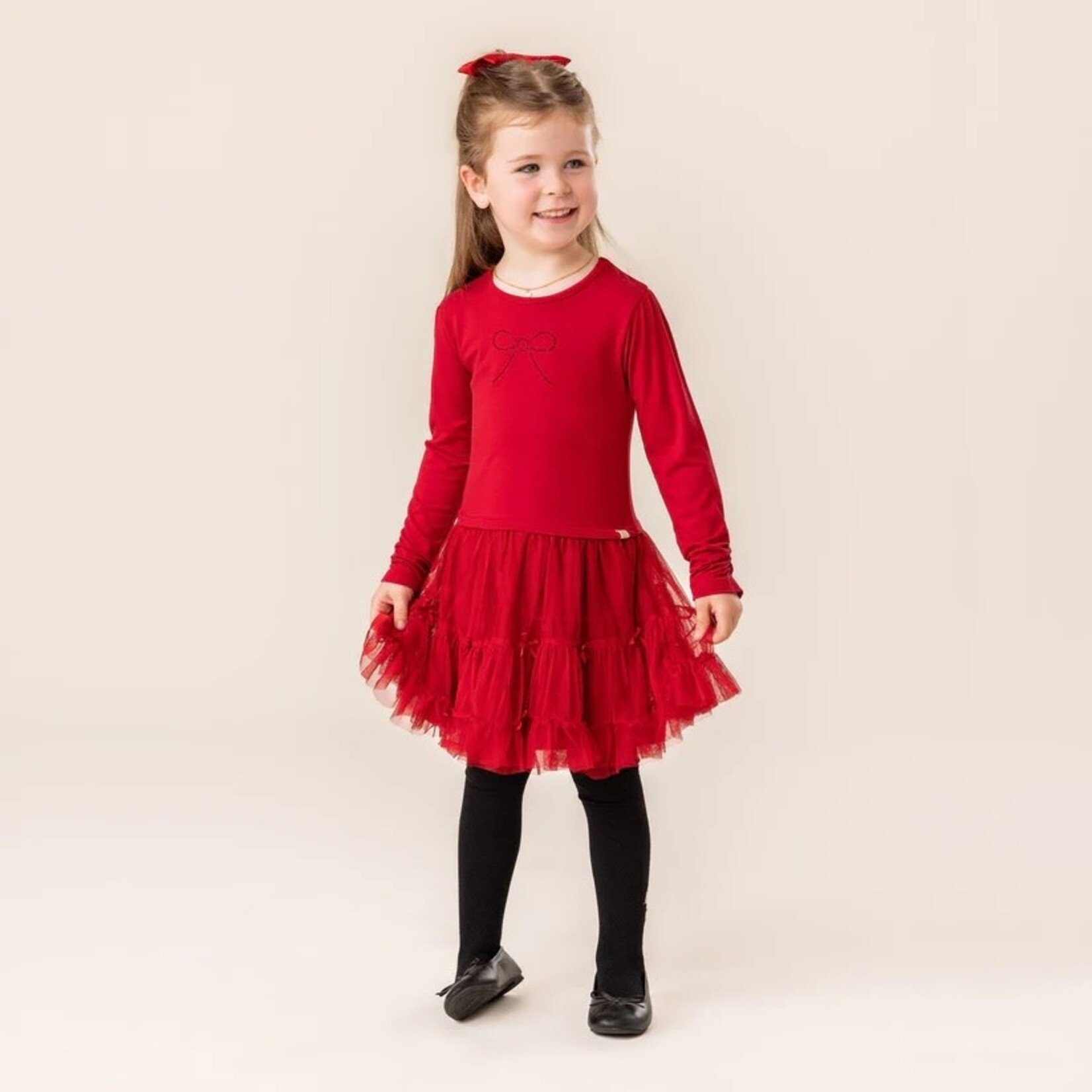 Nanö NANÖ - Robe en jersey rouge avec  jupe en tulle avec boucles  'Boucle d'or'