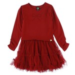 Nanö NANÖ - Red jersey dress with tulle skirt and bows 'Boucle d'or'