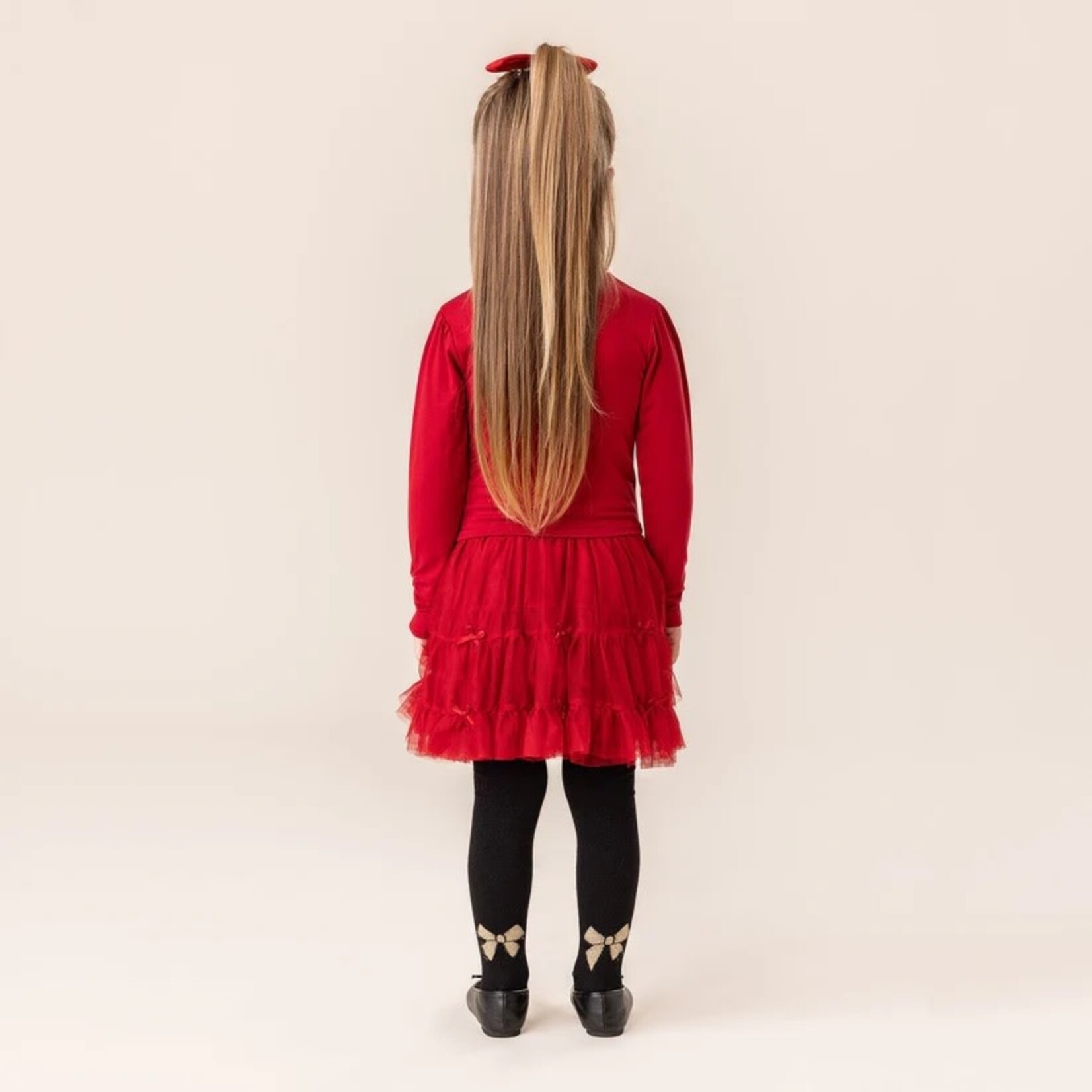 Nanö NANÖ - Red jersey dress with tulle skirt and bows 'Boucle d'or'
