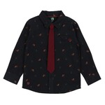 Nanö NANÖ - Black shirt with winter pattern and red tie 'Mignon & Chic'