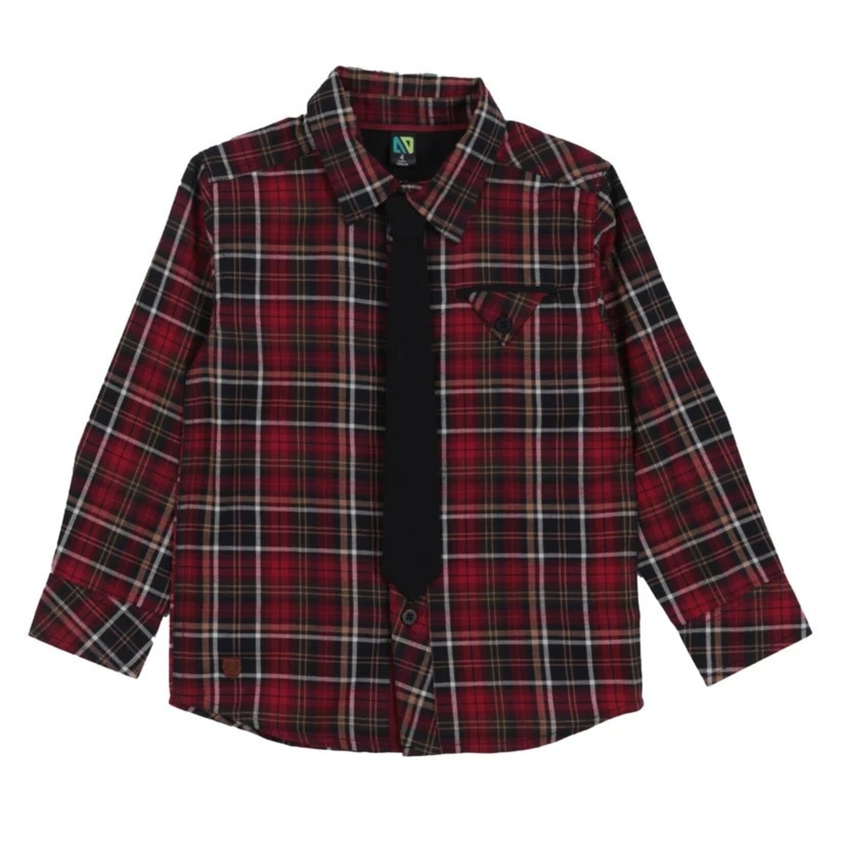 Nanö NANÖ - Red checkered flannel shirt with black tie  'Mignon & Chic'