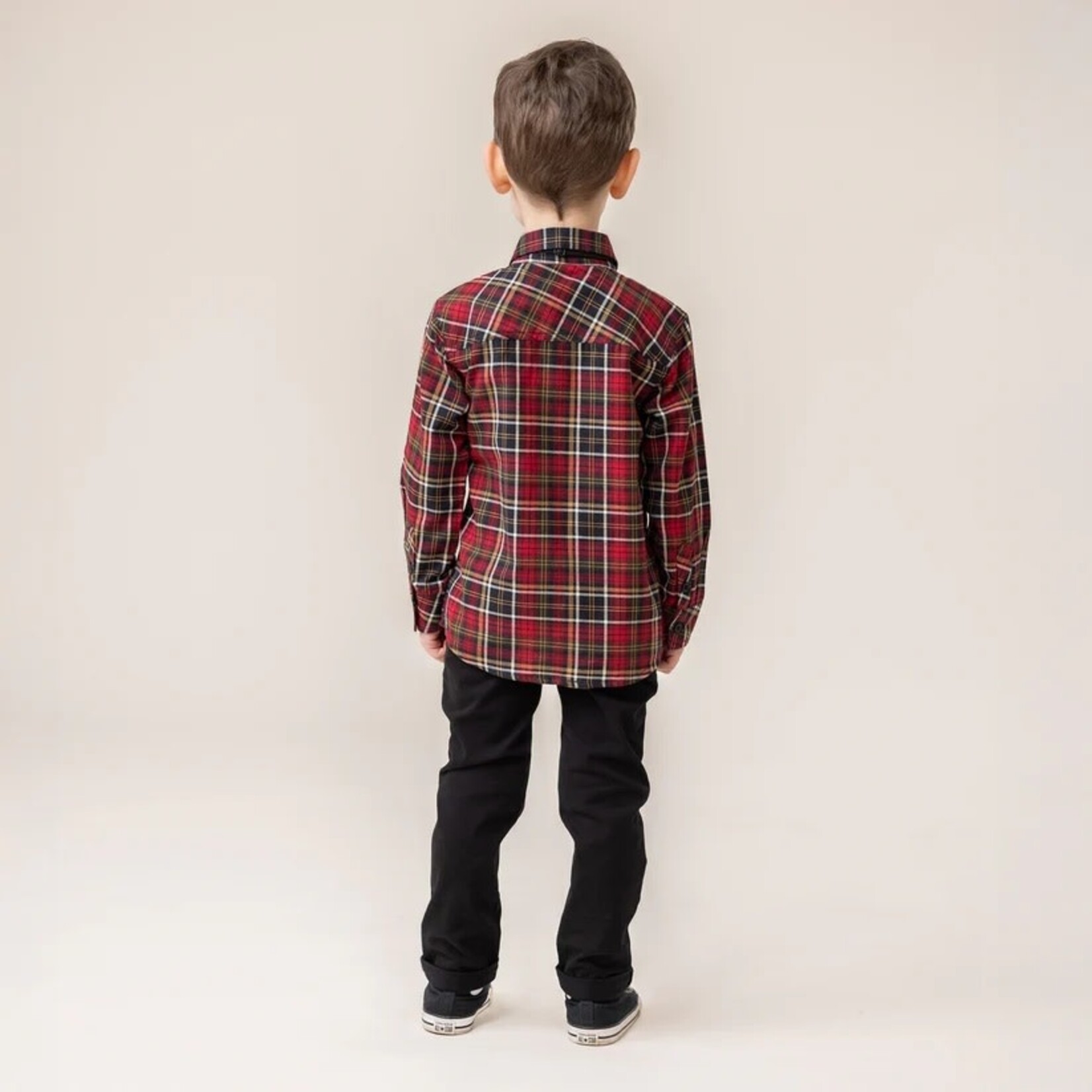 Nanö NANÖ - Red checkered flannel shirt with black tie  'Mignon & Chic'