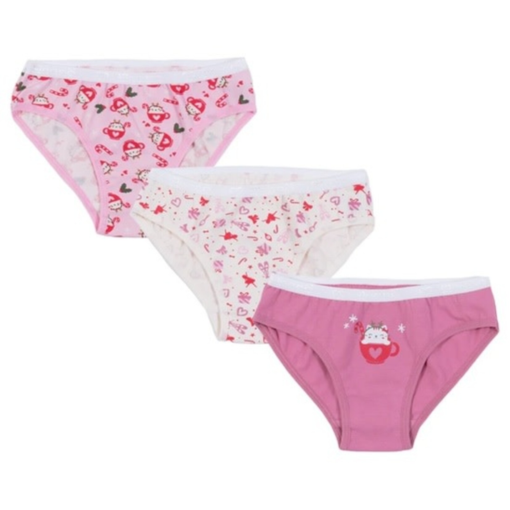 Nanö NANÖ - Lot de 3 culottes 'Chats des fêtes - Rose foncé  - Blanche- Rose pâle'