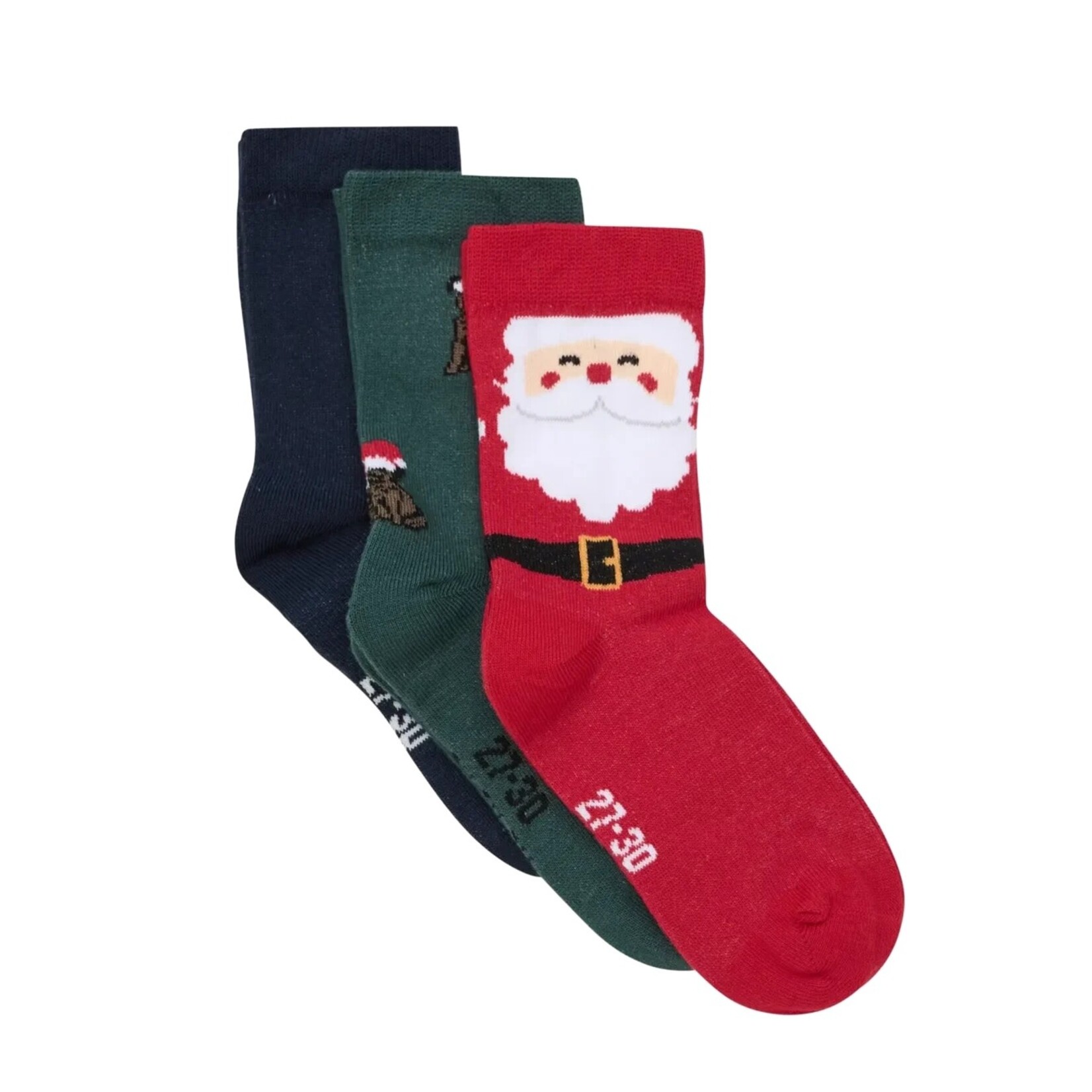 Minymo MINYMO -  Lot de 3 paires de chaussettes de Noël 'Père Noël rouge/Chiens festifs vert/Bonhomme de neige bleu'