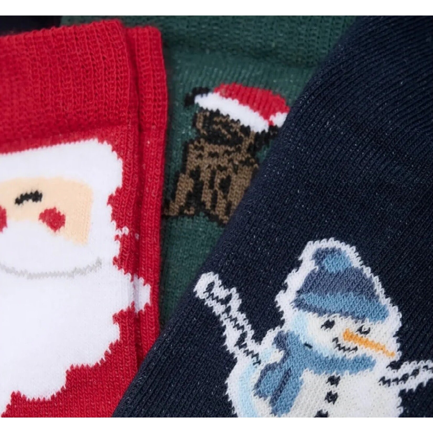 Minymo MINYMO - Pack of 3 pairs of Christmas socks 'Red Santa/Green Festive Dogs/Blue Snowman'