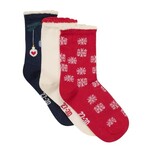 Minymo MINYMO -  Lot de 3 paires de chaussettes de Noël 'Flocons de neige rouge/Coeurs beige/Boules de noël bleu'