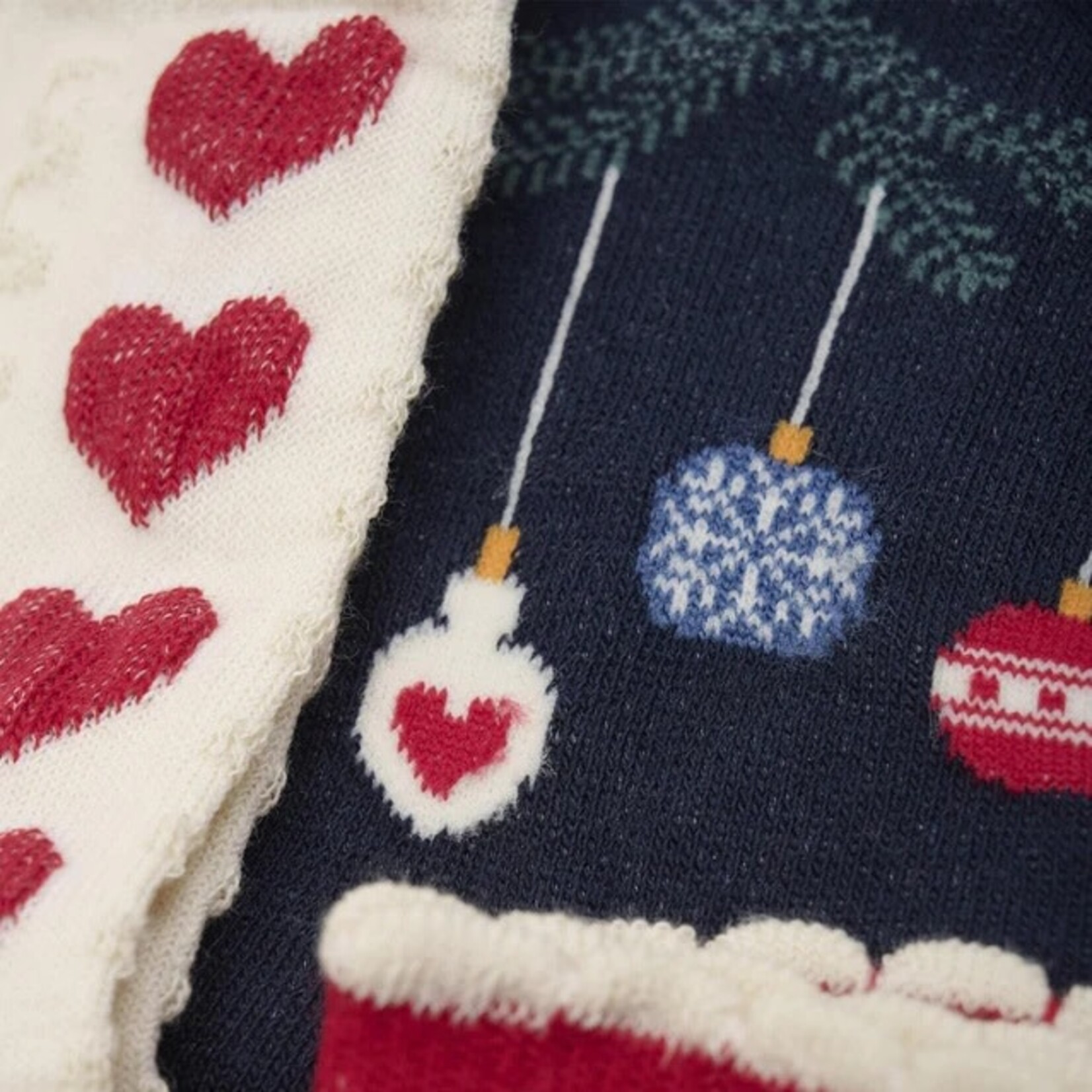 Minymo MINYMO - Pack of 3 pairs of Christmas stockings 'Red Snowflakes/Beige Hearts/Blue Christmas Balls'