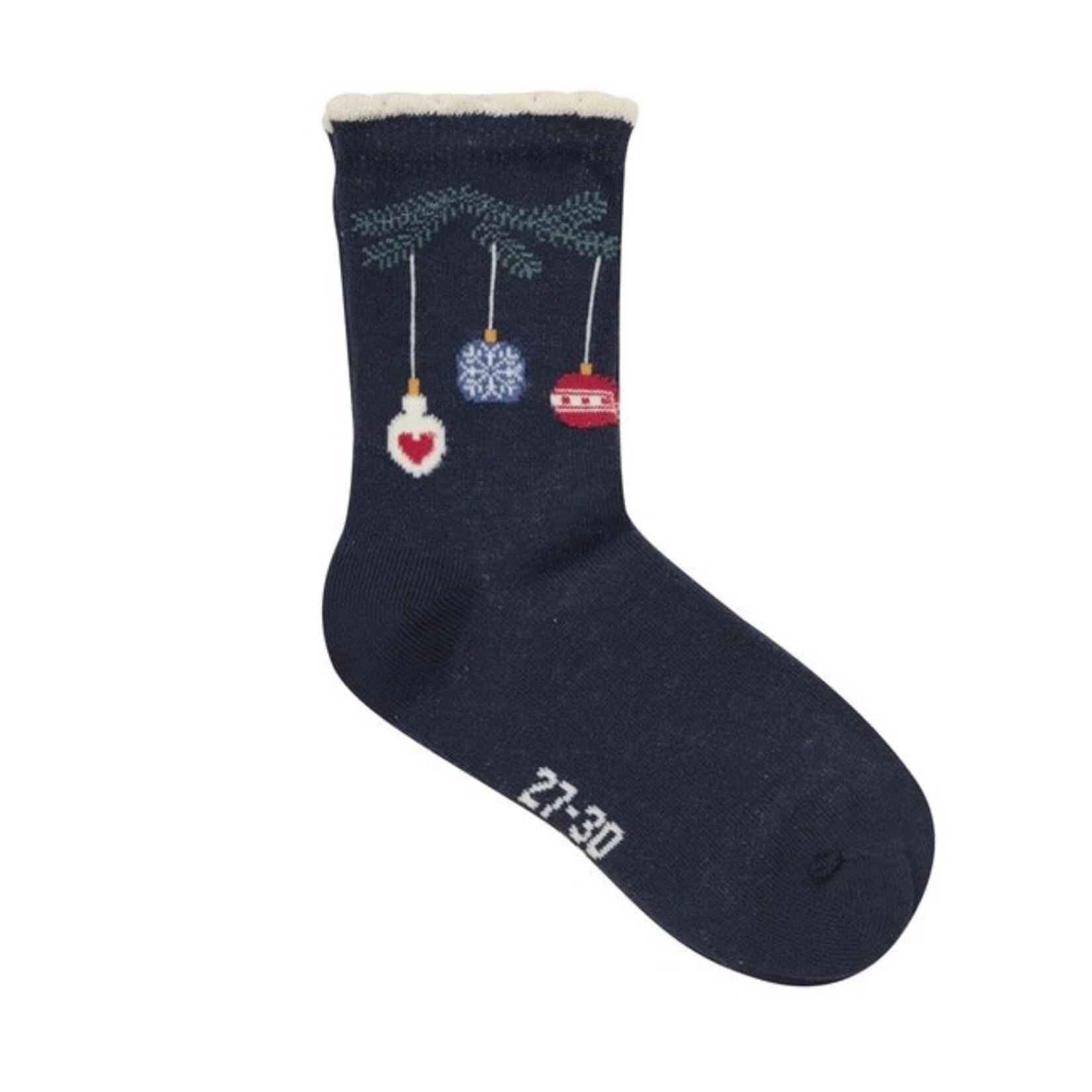 Minymo MINYMO - Pack of 3 pairs of Christmas stockings 'Red Snowflakes/Beige Hearts/Blue Christmas Balls'