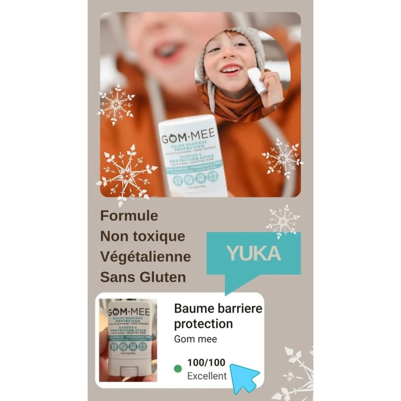 GOMMEE GOMMEE - Paquet de 2 Baumes protecteur froid, Vent, Eczéma, Peau sensible/Hypoallergénique 10g