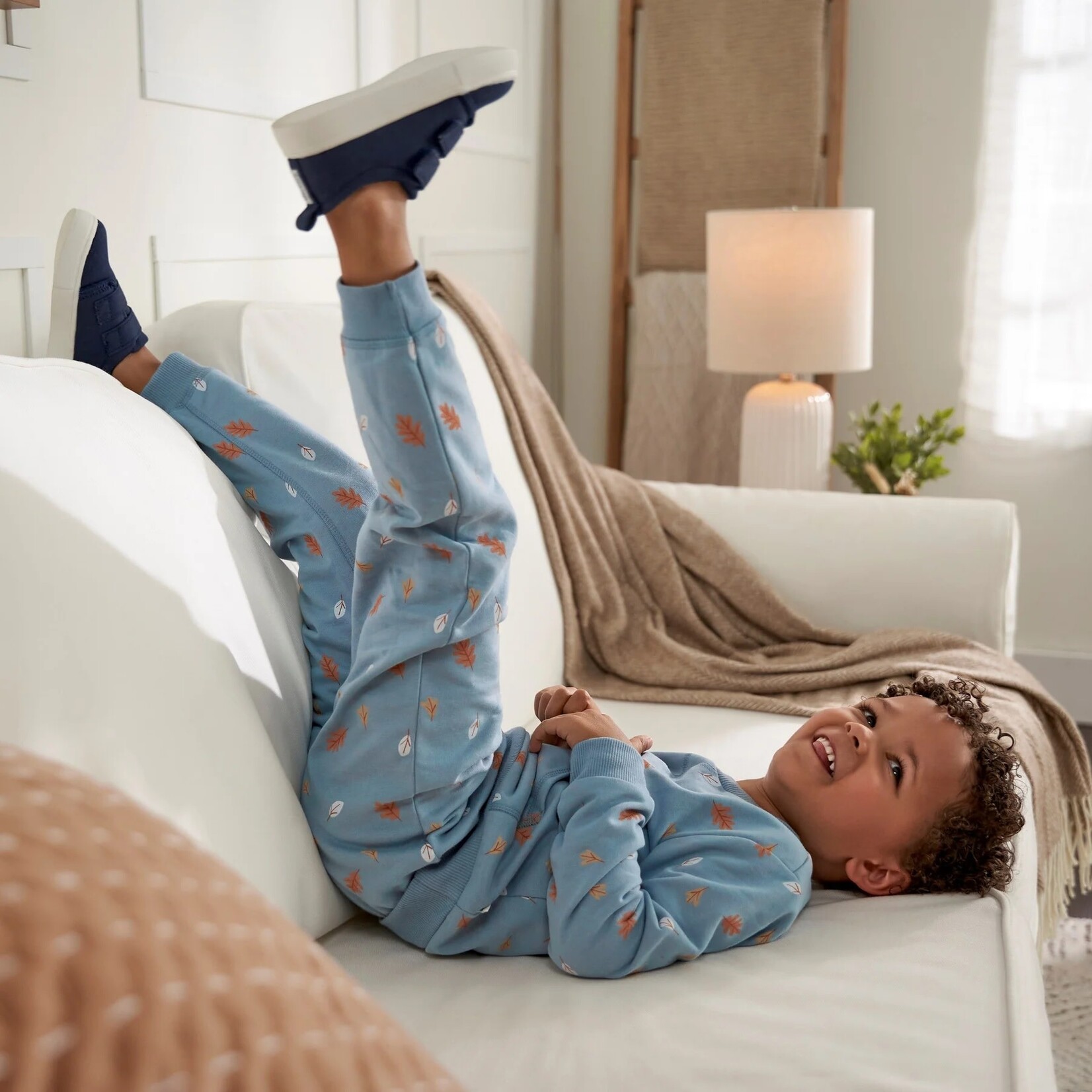 Gerber  GERBER - Blue leaf print sweatshirt and pants set (2 pieces)