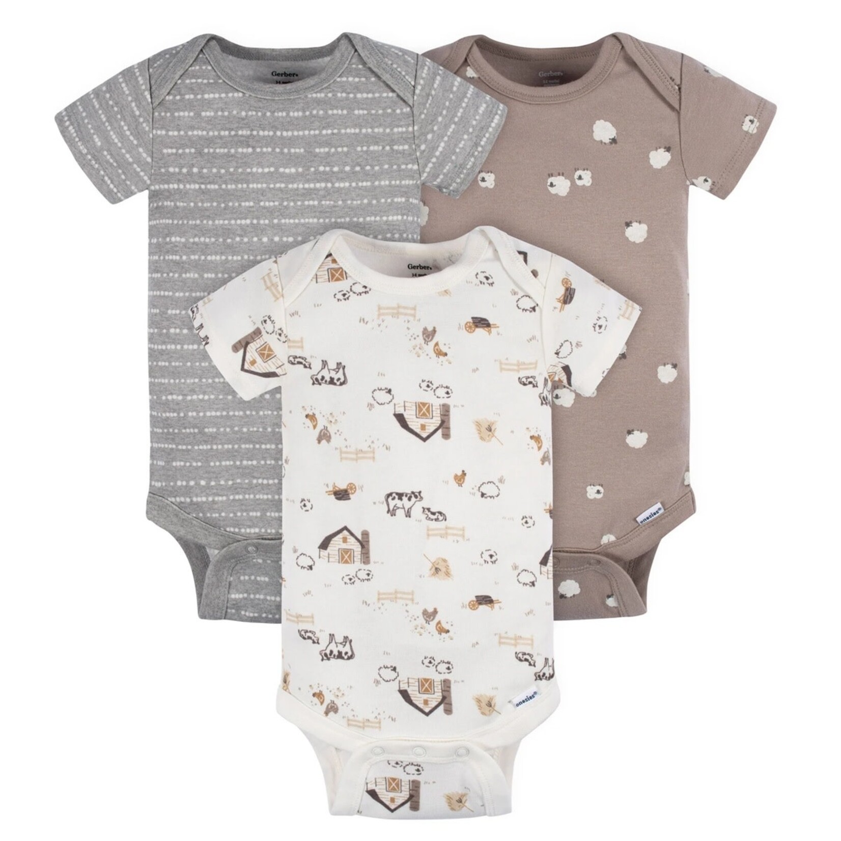 Gerber GERBER - Farm-themed short-sleeved bodysuit trio