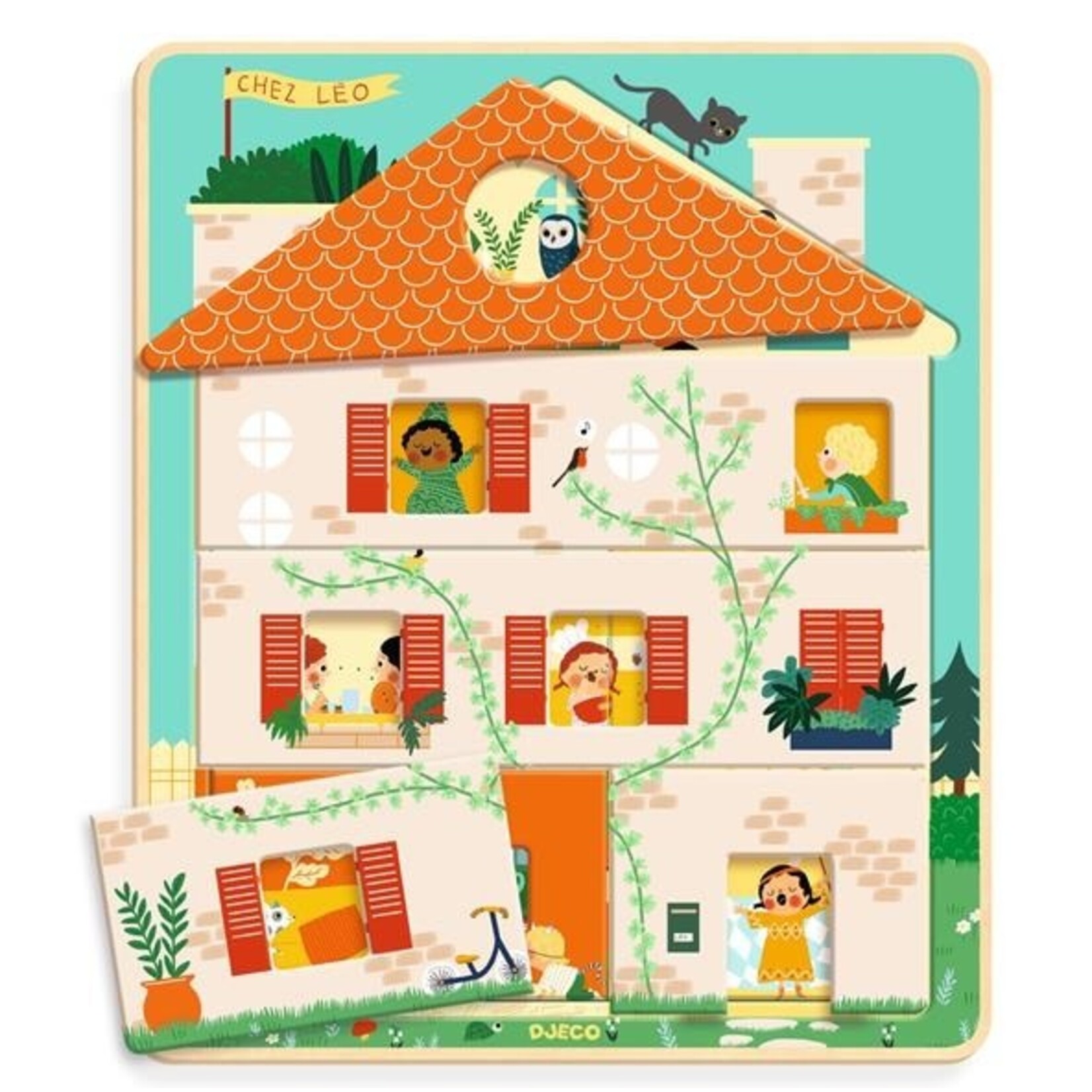 Djeco  DJECO - 3-Level Puzzle 'At Leo's' 12 pcs