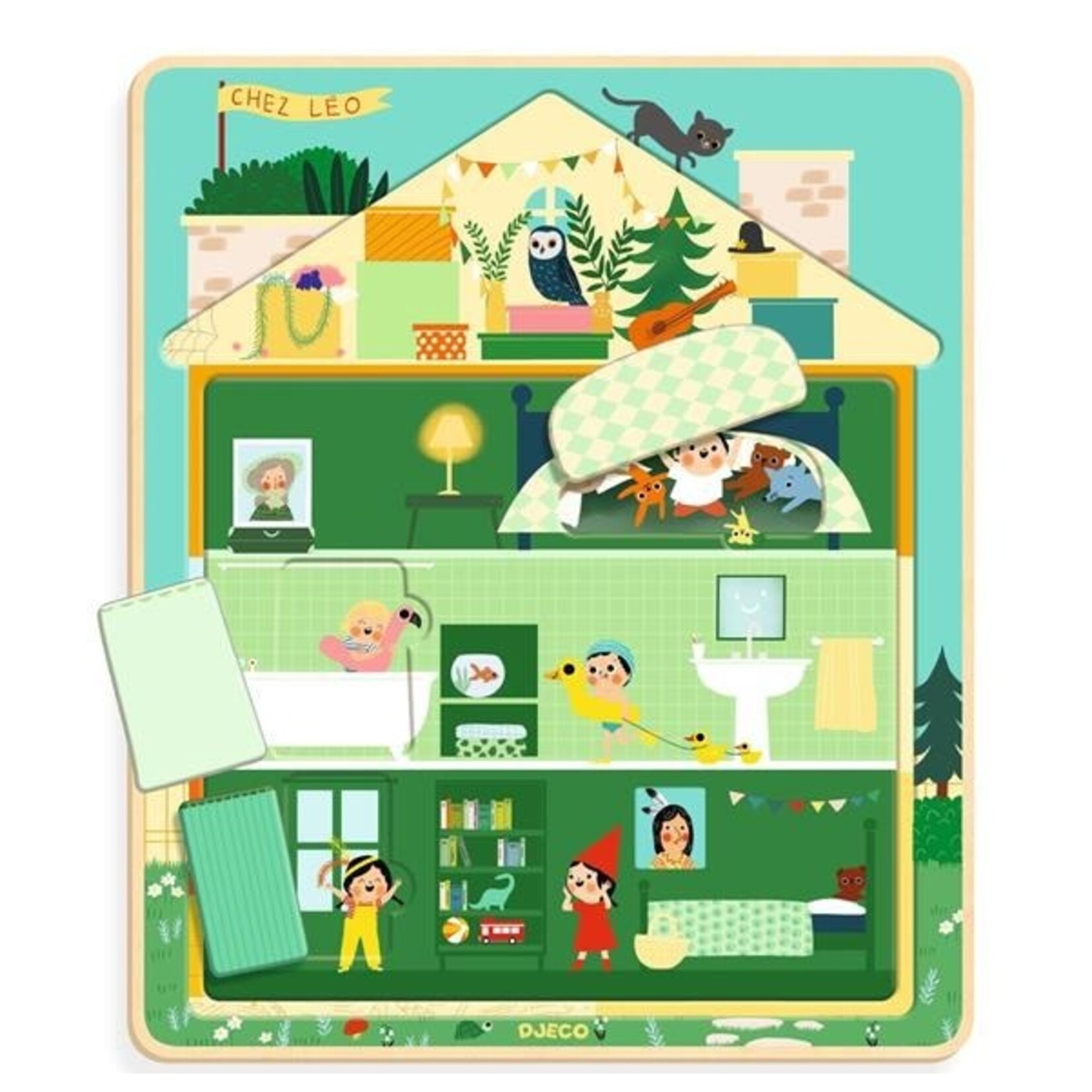Djeco DJECO - Puzzle 3 niveaux  'Chez Leo ' 12 pcs