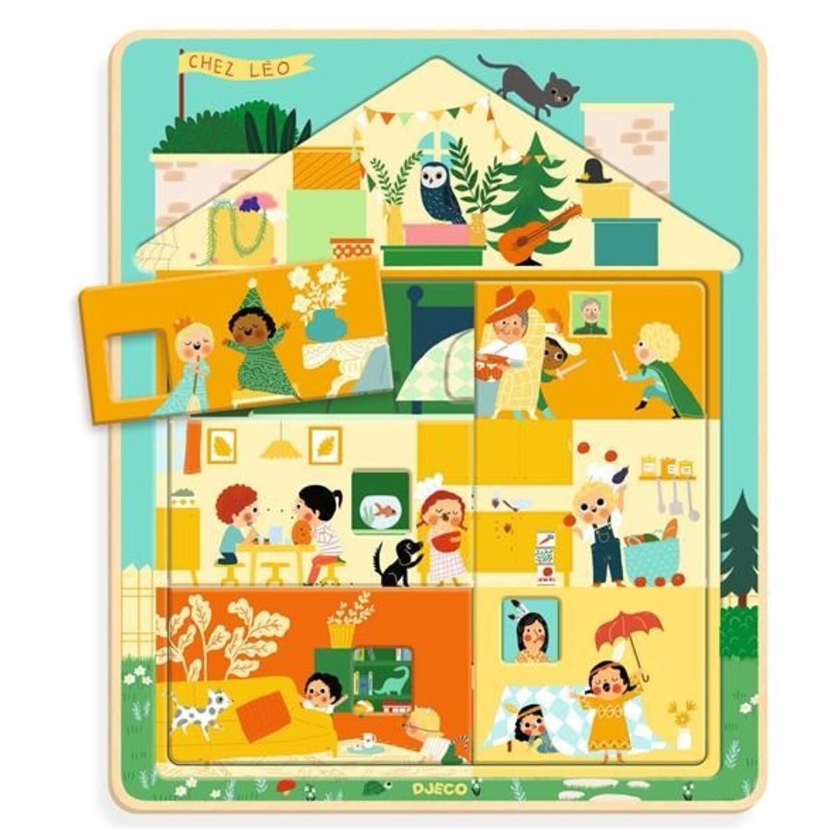 Djeco DJECO - Puzzle 3 niveaux  'Chez Leo ' 12 pcs