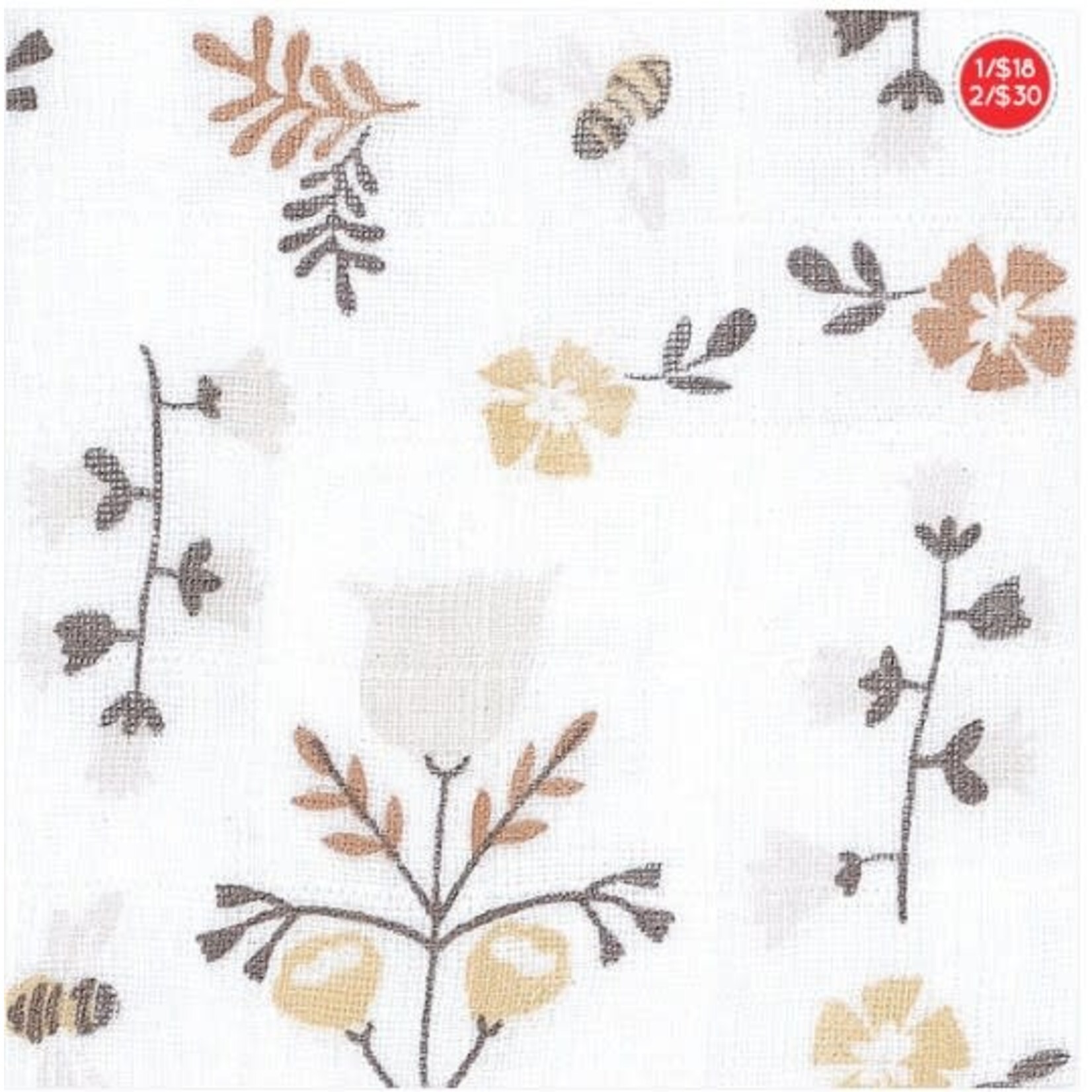 Perlimpinpin PERLIMPINPIN - Couverture mousseline de coton  - Abeilles et fleurs