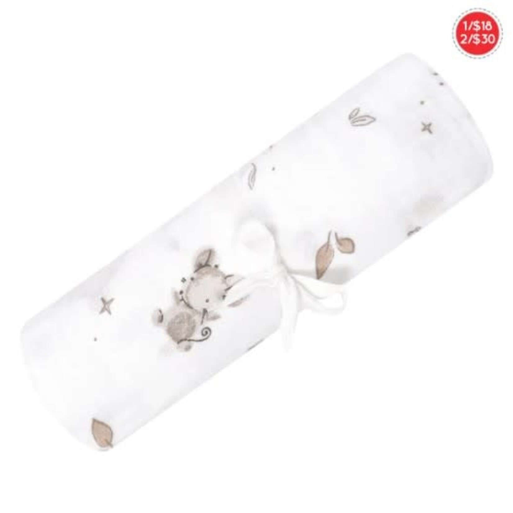 Perlimpinpin PERLIMPINPIN - Cotton muslin blanket - Mouse and foliage