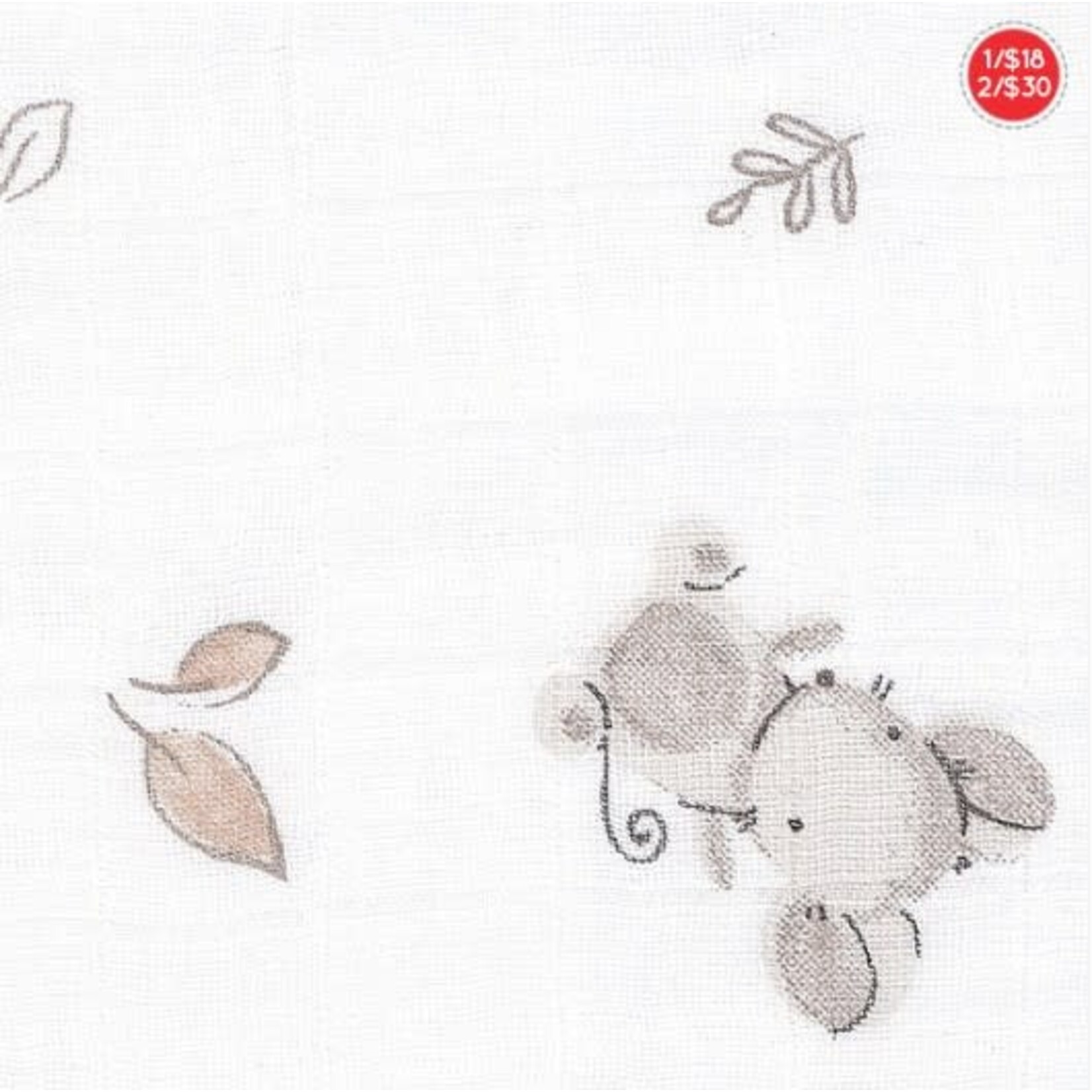 Perlimpinpin PERLIMPINPIN - Couverture mousseline de coton  - Souris et feuillages