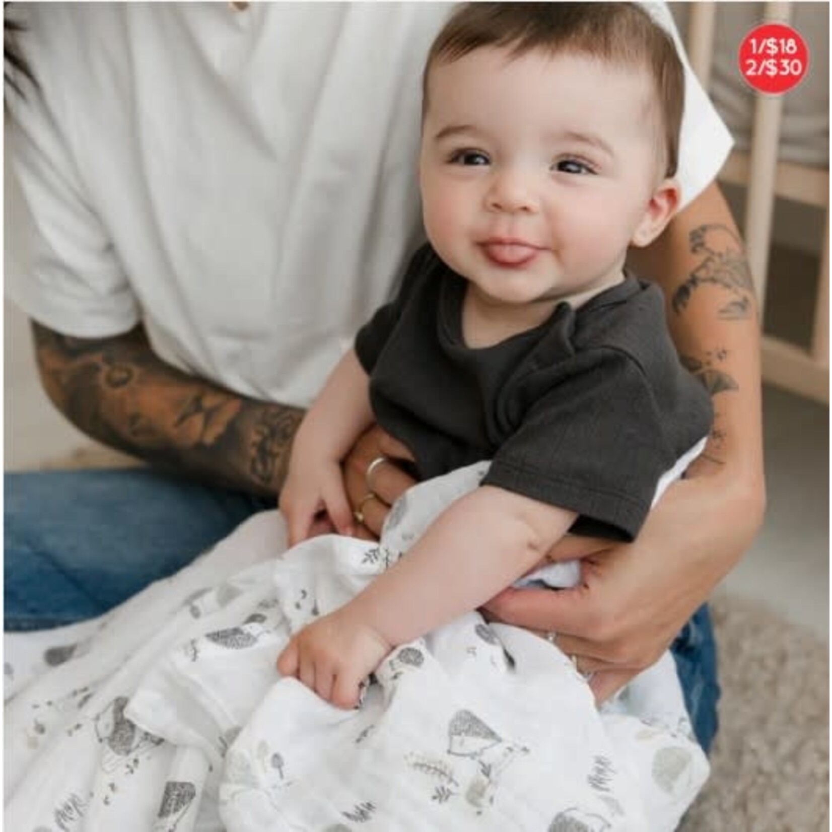 Perlimpinpin PERLIMPINPIN - Cotton muslin blanket - Hedgehogs and tree trunks