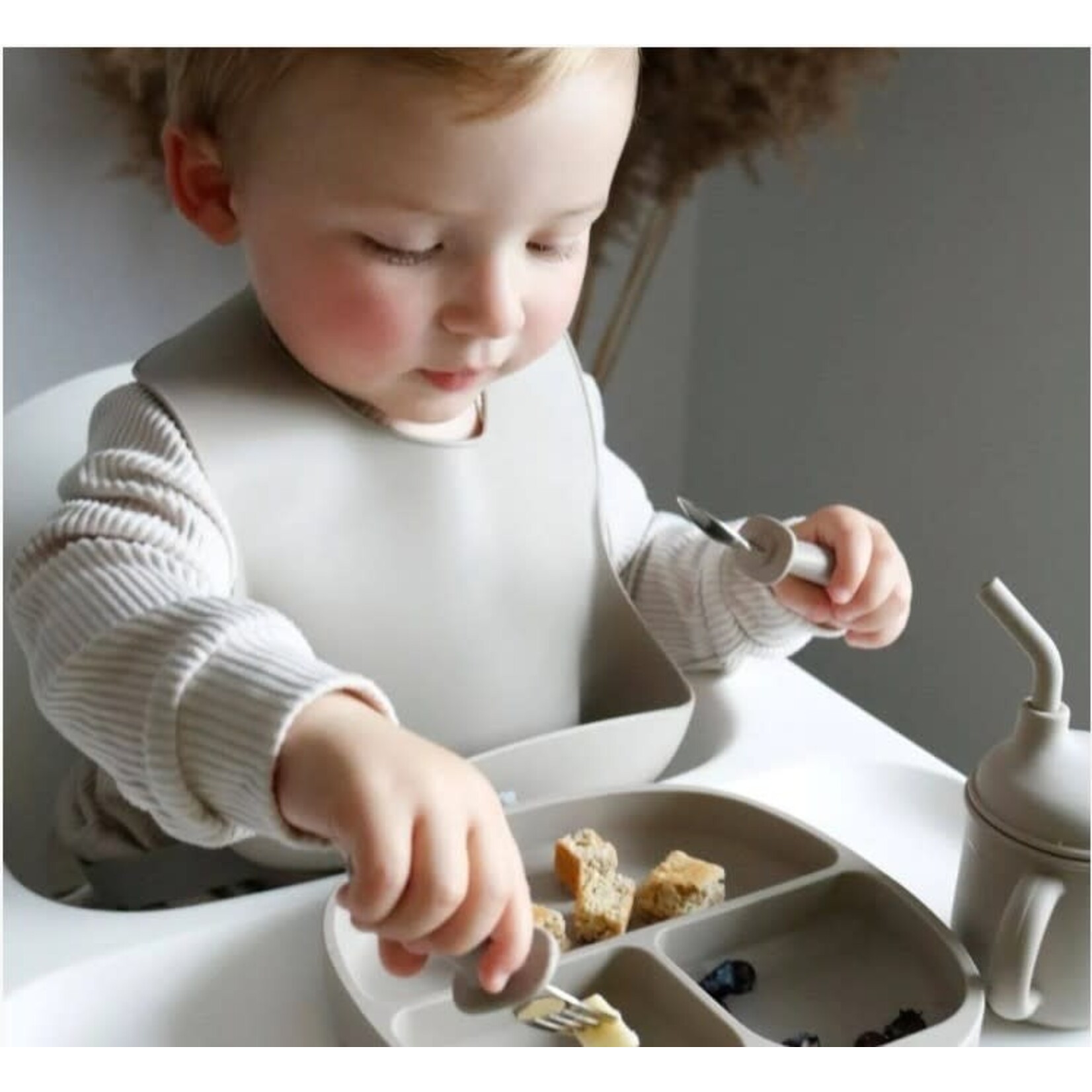 Bulle BULLE - Ensemble de cuillère & fourchette d’apprentissage – Pêche