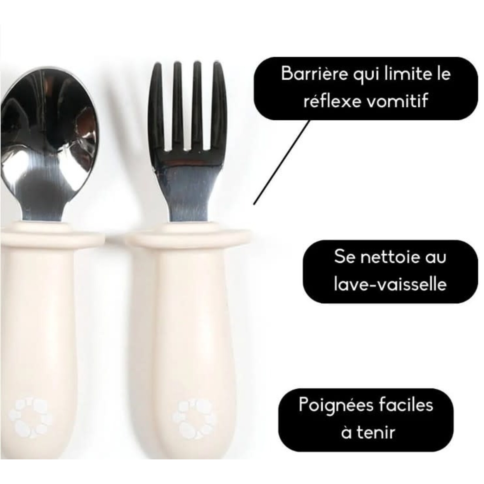 Bulle BULLE - Ensemble de cuillère & fourchette d’apprentissage – Ivoire