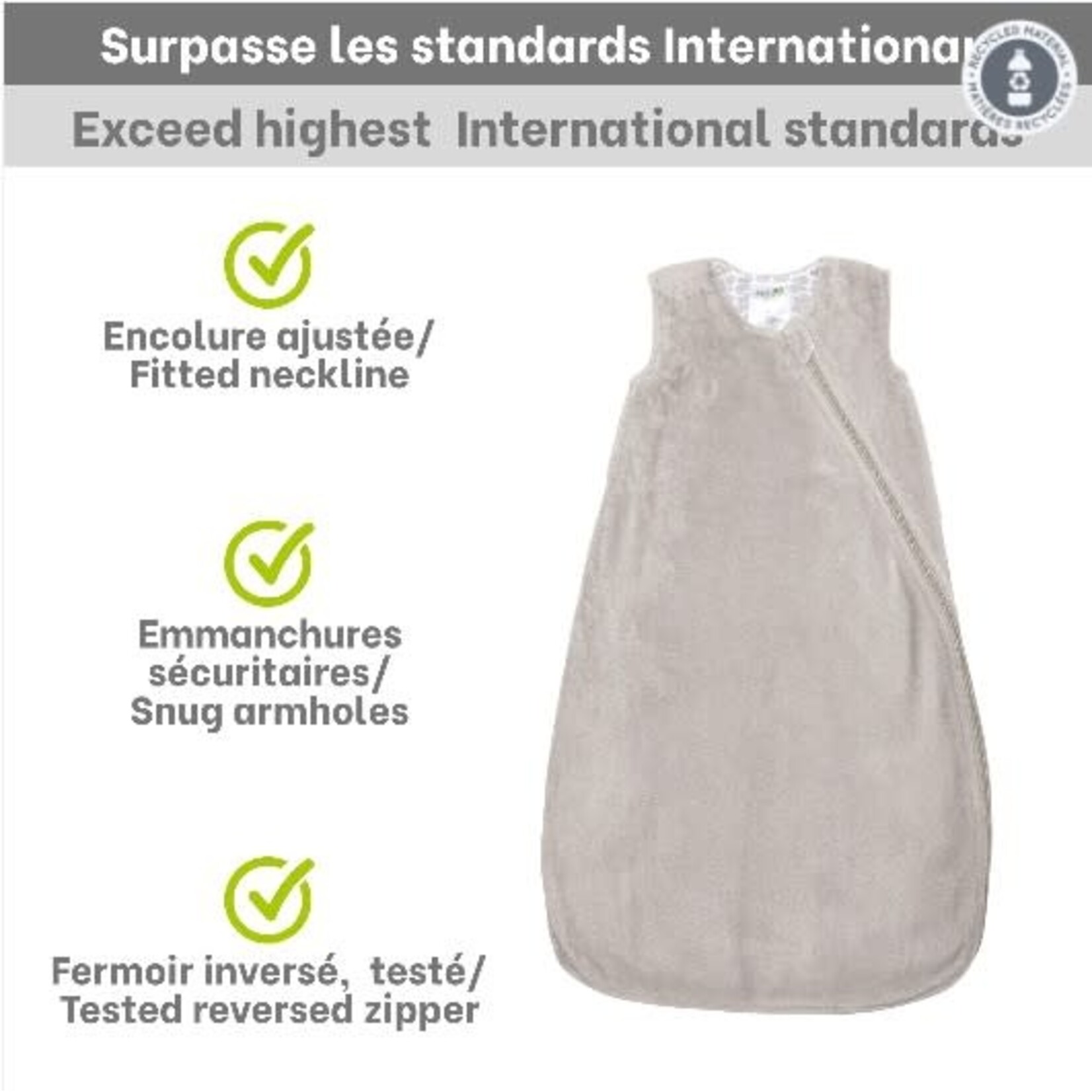 Perlimpinpin PERLIMPINPIN - Sac de nuit/gigoteuse  en peluche - Uni Taupe (1.5 togs)